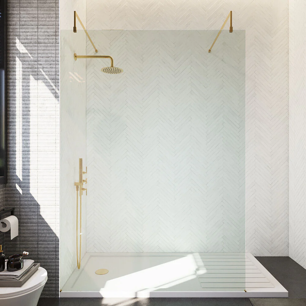 Balterley Contemporary Bathroom 8mm Glass Wetroom Screen with Arms & Feet, Chrome Finish, 1950 x 698 x 14mm - Image 43
