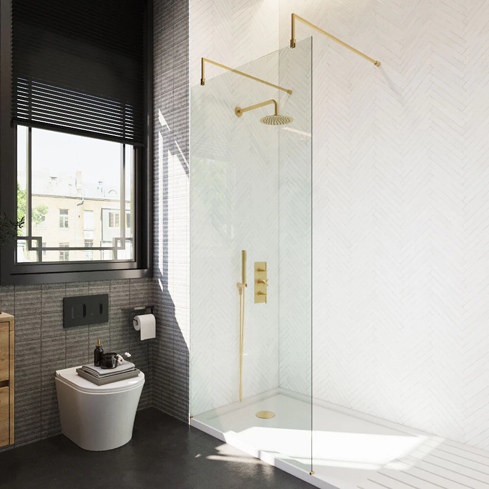 Balterley Contemporary Bathroom 8mm Glass Wetroom Screen with Arms & Feet, Chrome Finish, 1950 x 698 x 14mm - Image 68