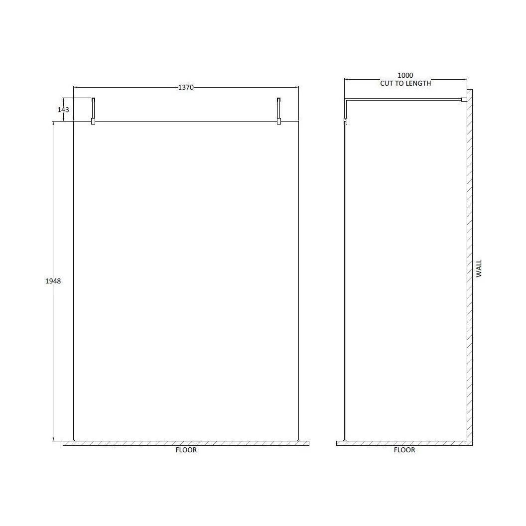 Balterley Contemporary Bathroom 8mm Glass Wetroom Screen with Arms & Feet, Chrome Finish, 1950 x 698 x 14mm - Image 82
