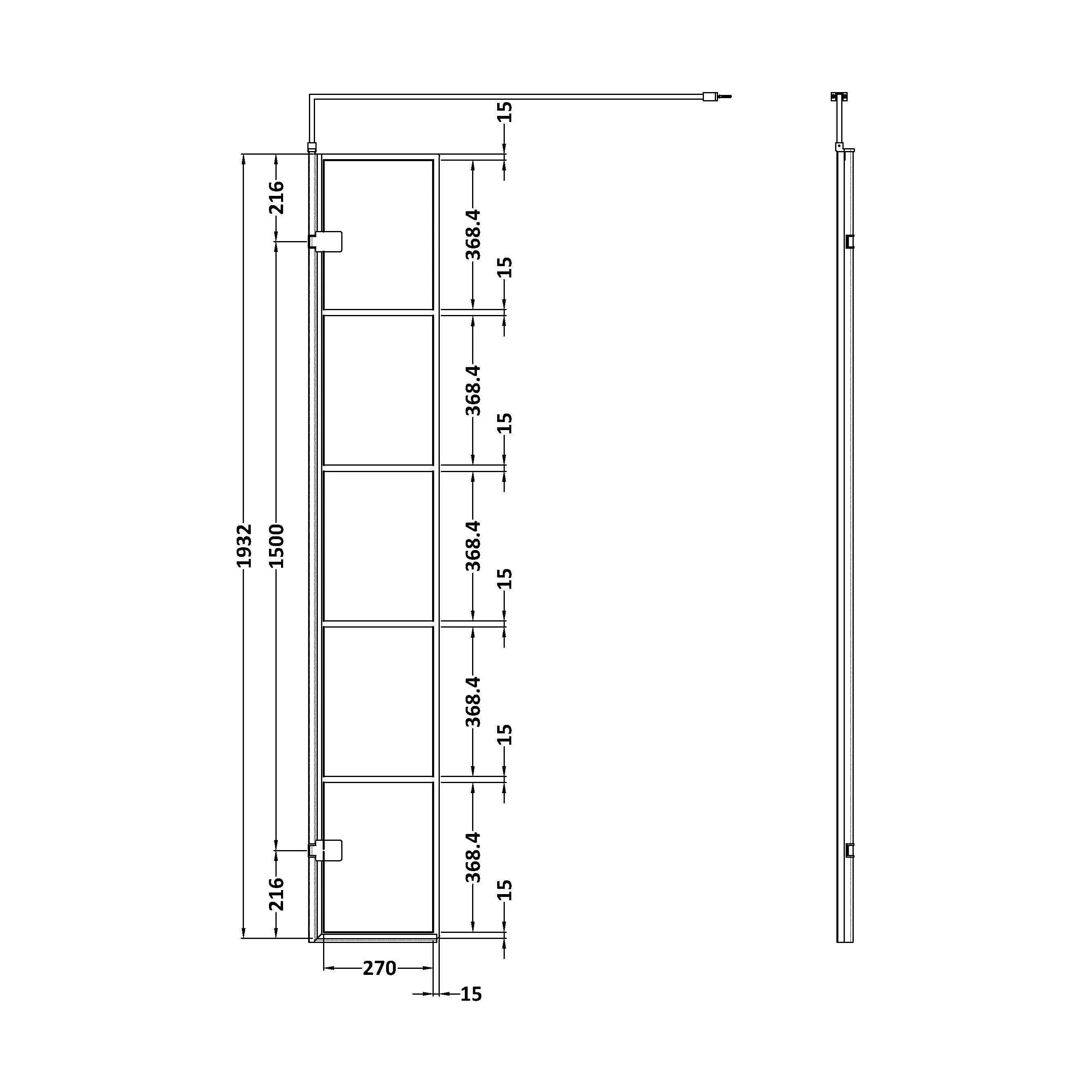 Balterley 8mm Toughened Safety Glass Black Framed Wetroom Swing Screen - 300mm - Image 2