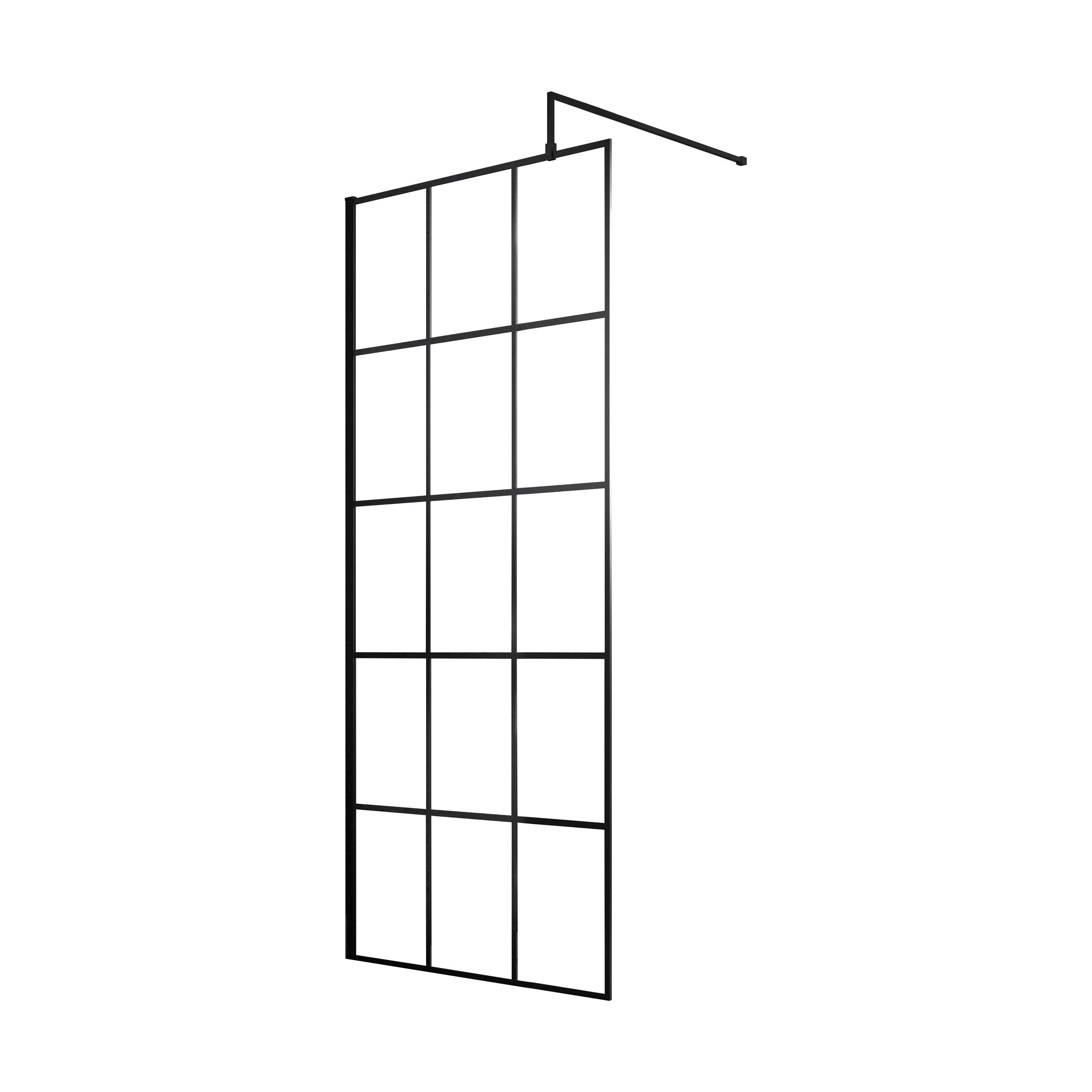 Balterley 8mm Toughened Safety Glass Black Framed Wetroom Screen - 700mm