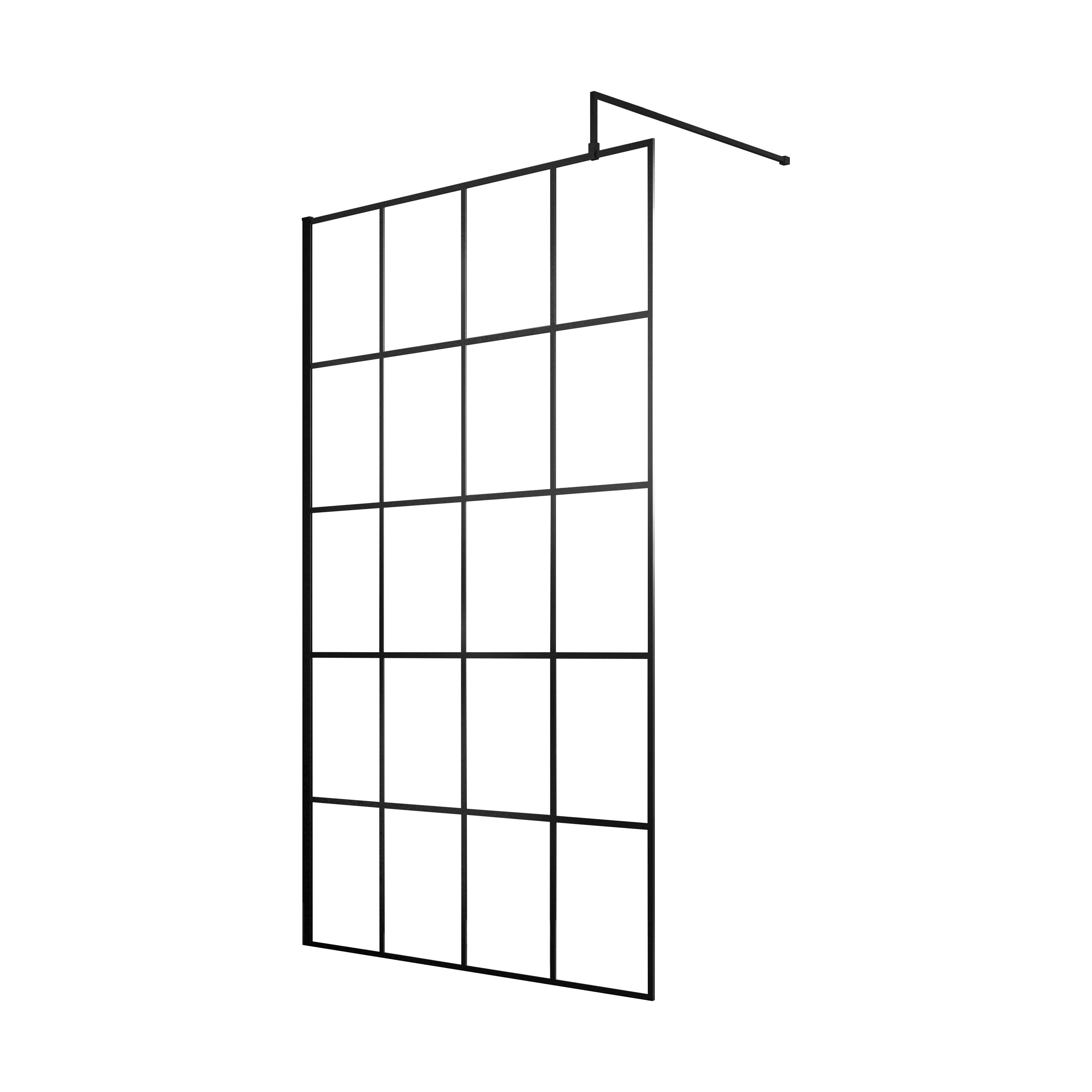 Balterley 8mm Toughened Safety Glass Black Framed Wetroom Screen - 760mm