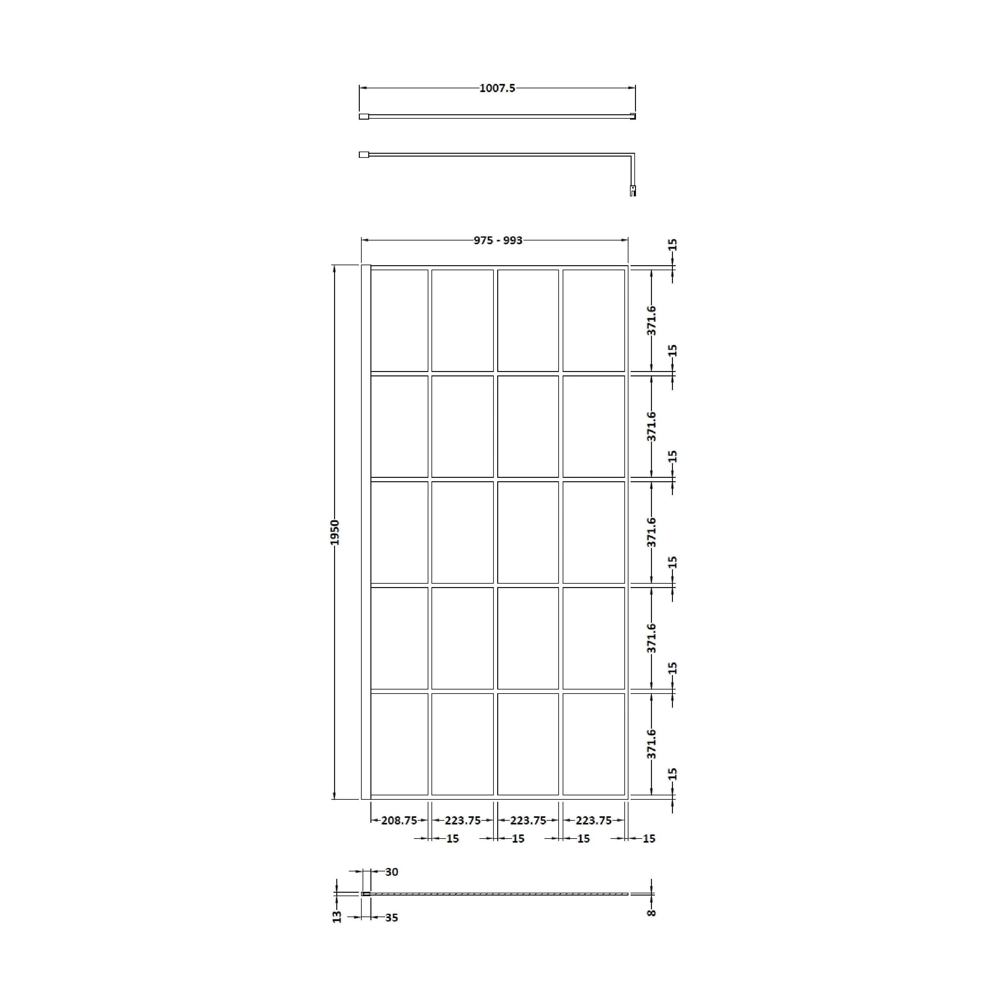 Balterley 8mm Toughened Safety Glass Black Framed Wetroom Screen - 760mm - Image 10