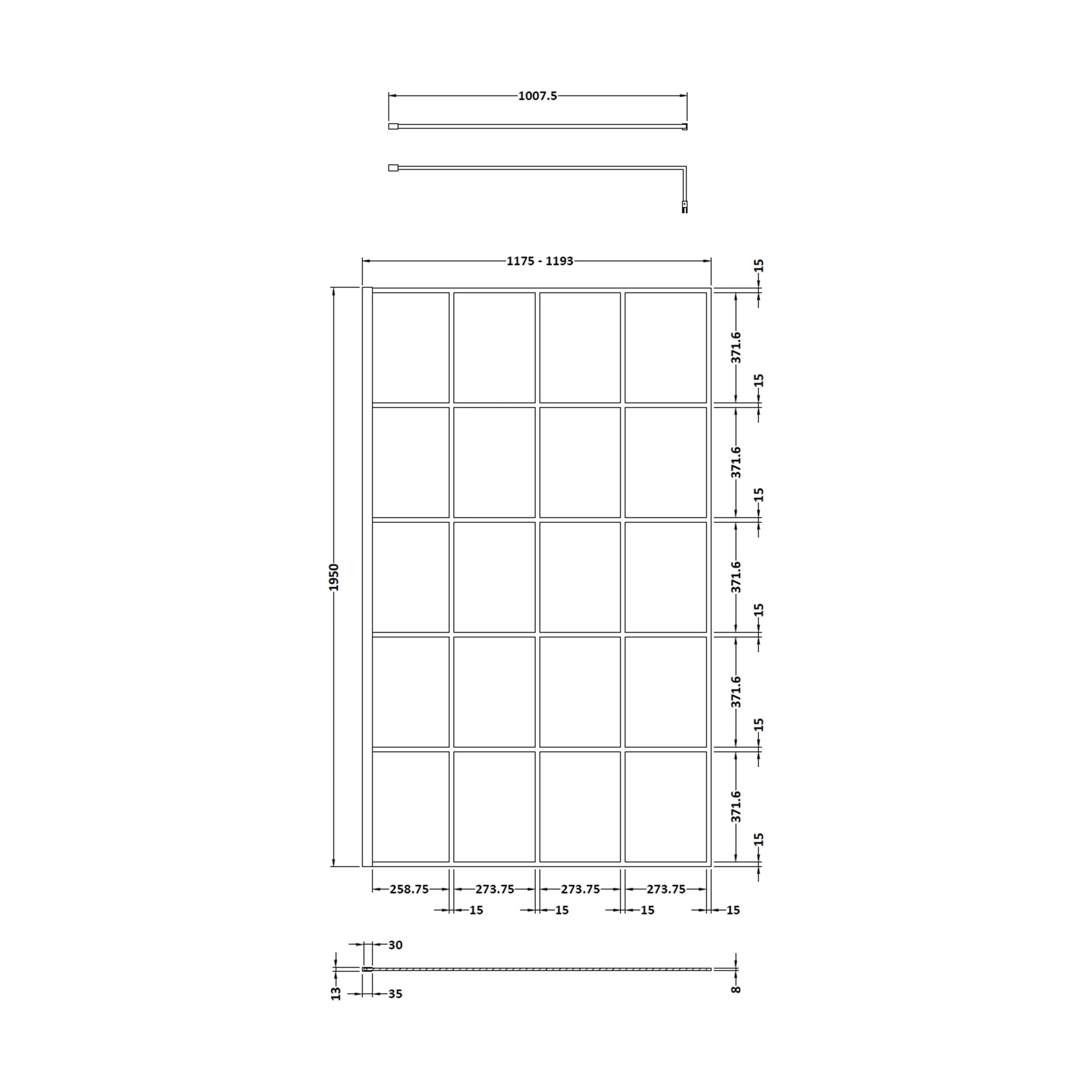 Balterley 8mm Toughened Safety Glass Black Framed Wetroom Screen - 760mm - Image 11