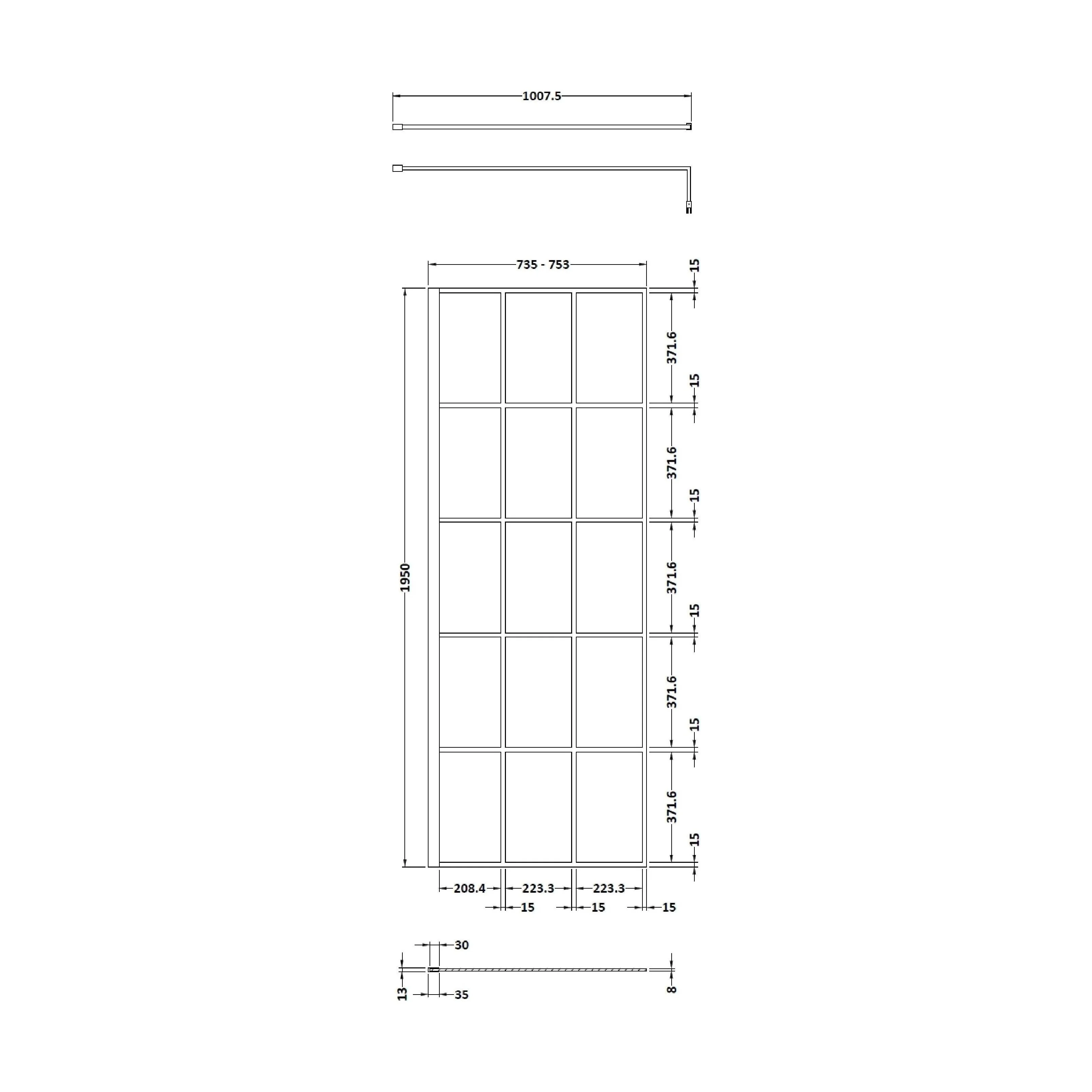 Balterley 8mm Toughened Safety Glass Black Framed Wetroom Screen - 760mm - Image 13