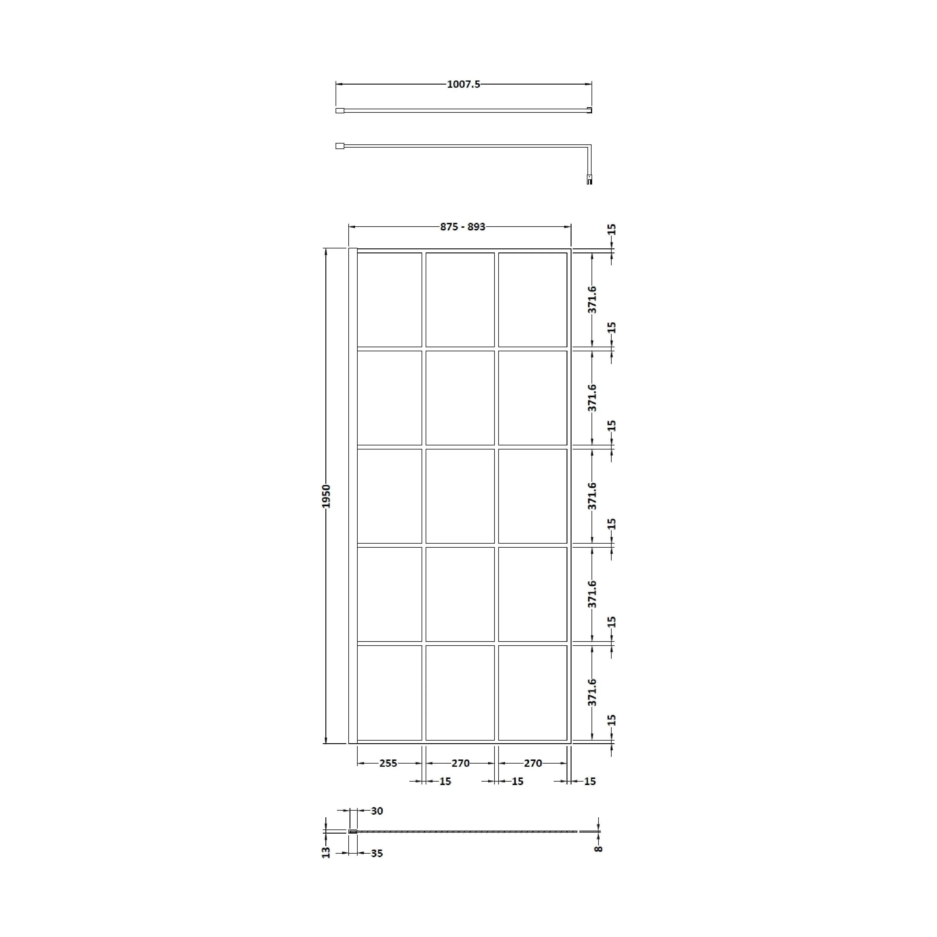 Balterley 8mm Toughened Safety Glass Black Framed Wetroom Screen - 760mm - Image 14