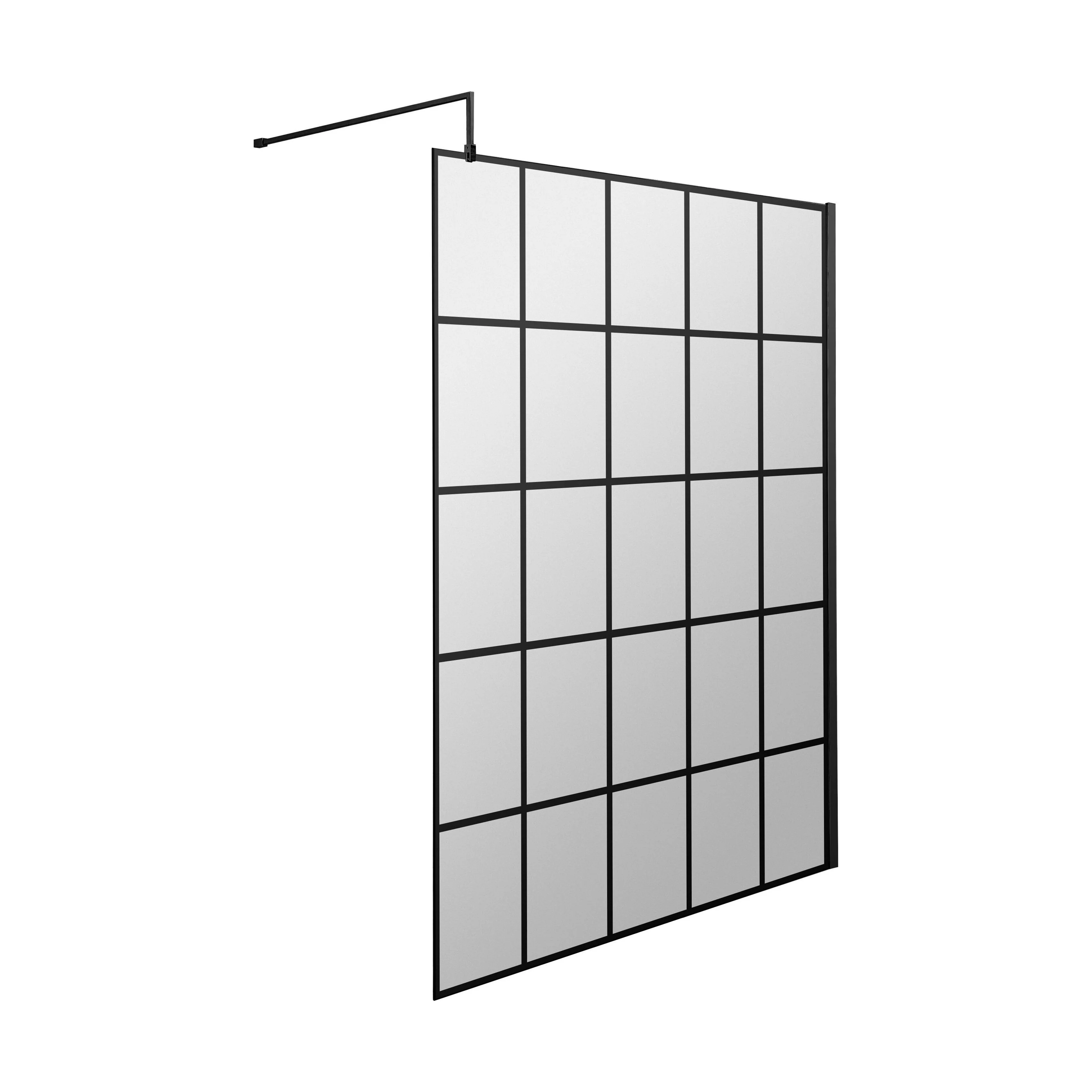 Balterley 8mm Toughened Safety Glass Black Framed Wetroom Screen - 760mm - Image 3