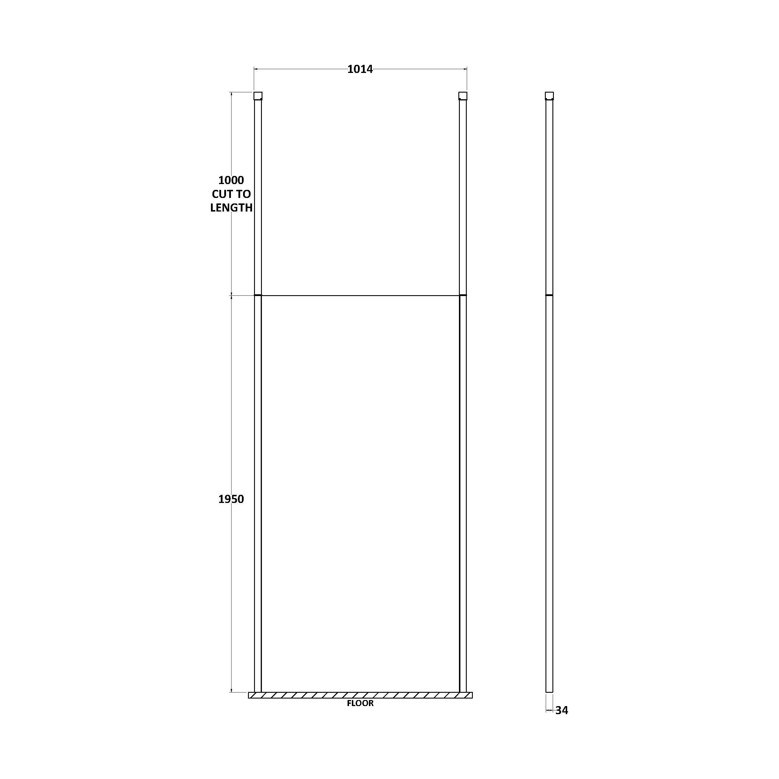 Balterley Contemporary Bathroom 8mm Glass Profile Wetroom Screen with Ceiling Posts, Chrome, 1950 x 700 x 14mm