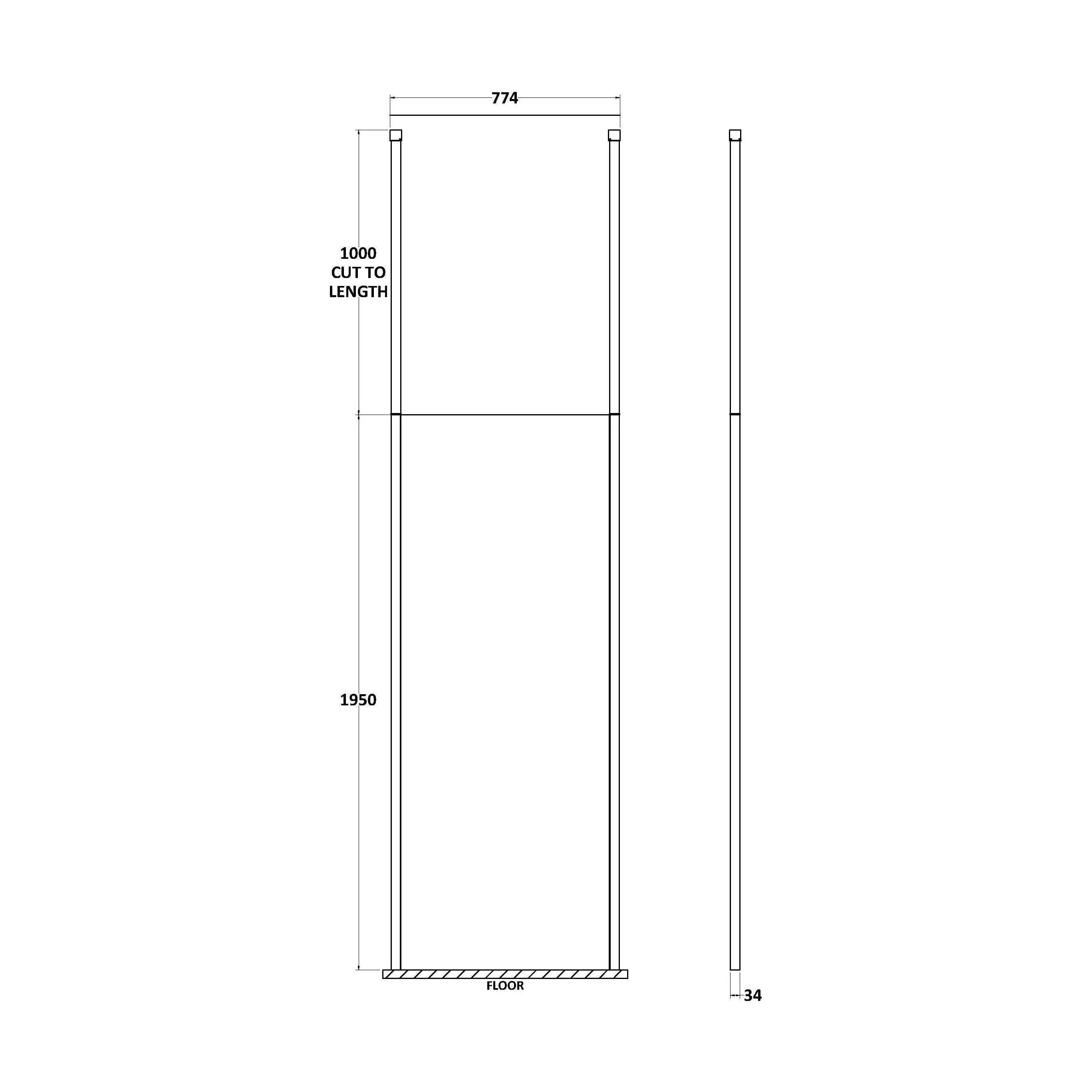 Balterley Contemporary Bathroom 8mm Glass Profile Wetroom Screen with Ceiling Posts, Chrome, 1950 x 700 x 14mm - Image 11