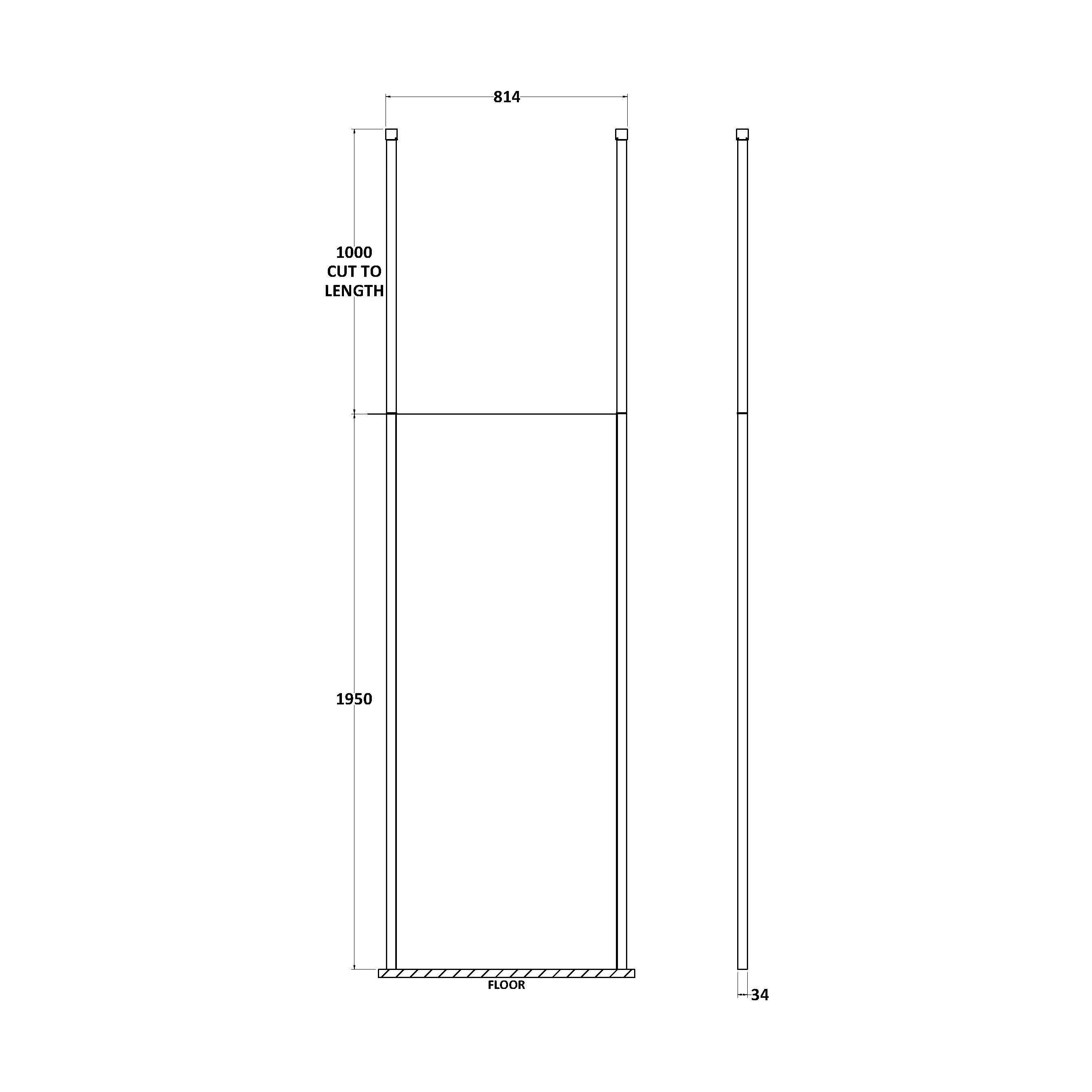 Balterley Contemporary Bathroom 8mm Glass Profile Wetroom Screen with Ceiling Posts, Chrome, 1950 x 700 x 14mm - Image 13