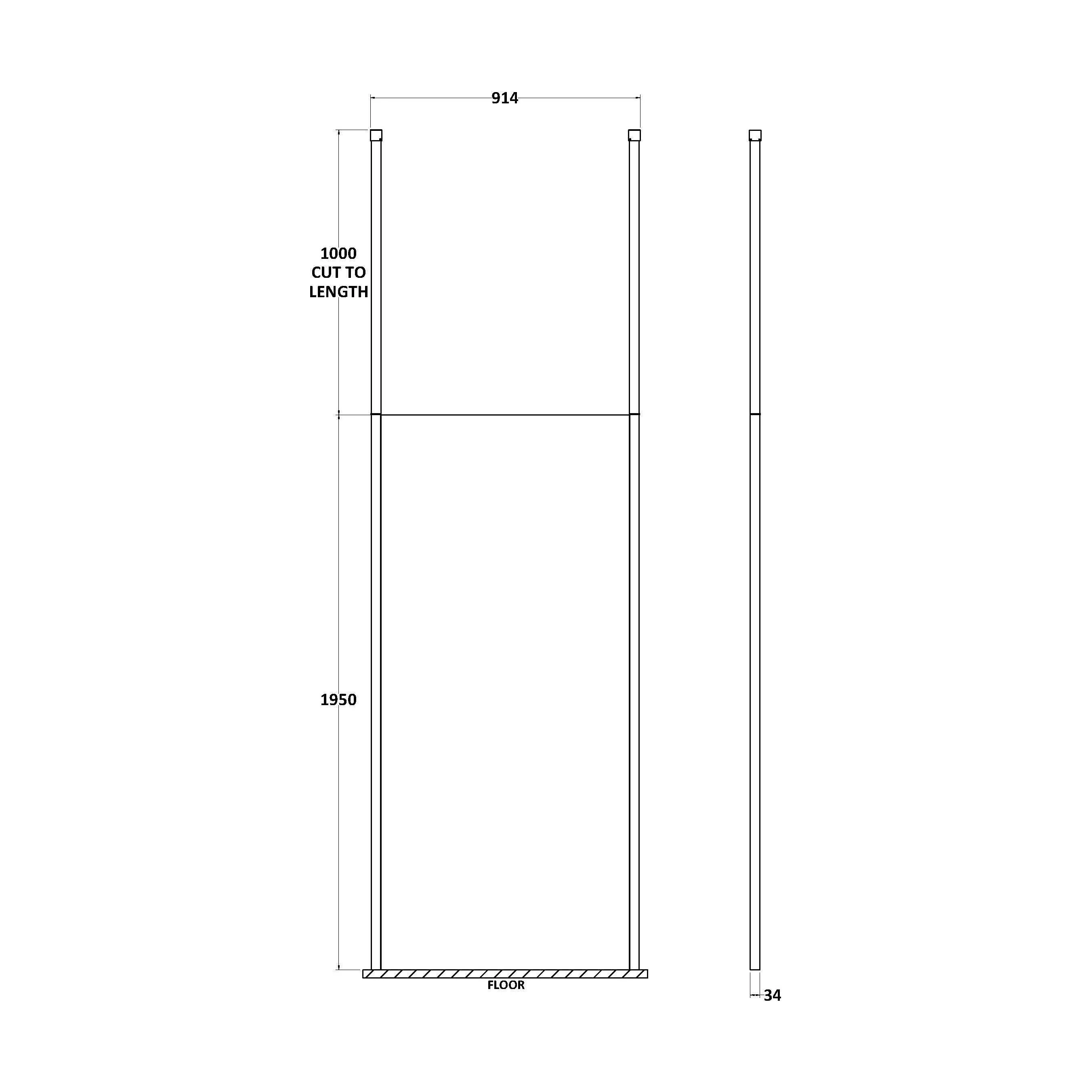 Balterley Contemporary Bathroom 8mm Glass Profile Wetroom Screen with Ceiling Posts, Chrome, 1950 x 700 x 14mm - Image 14