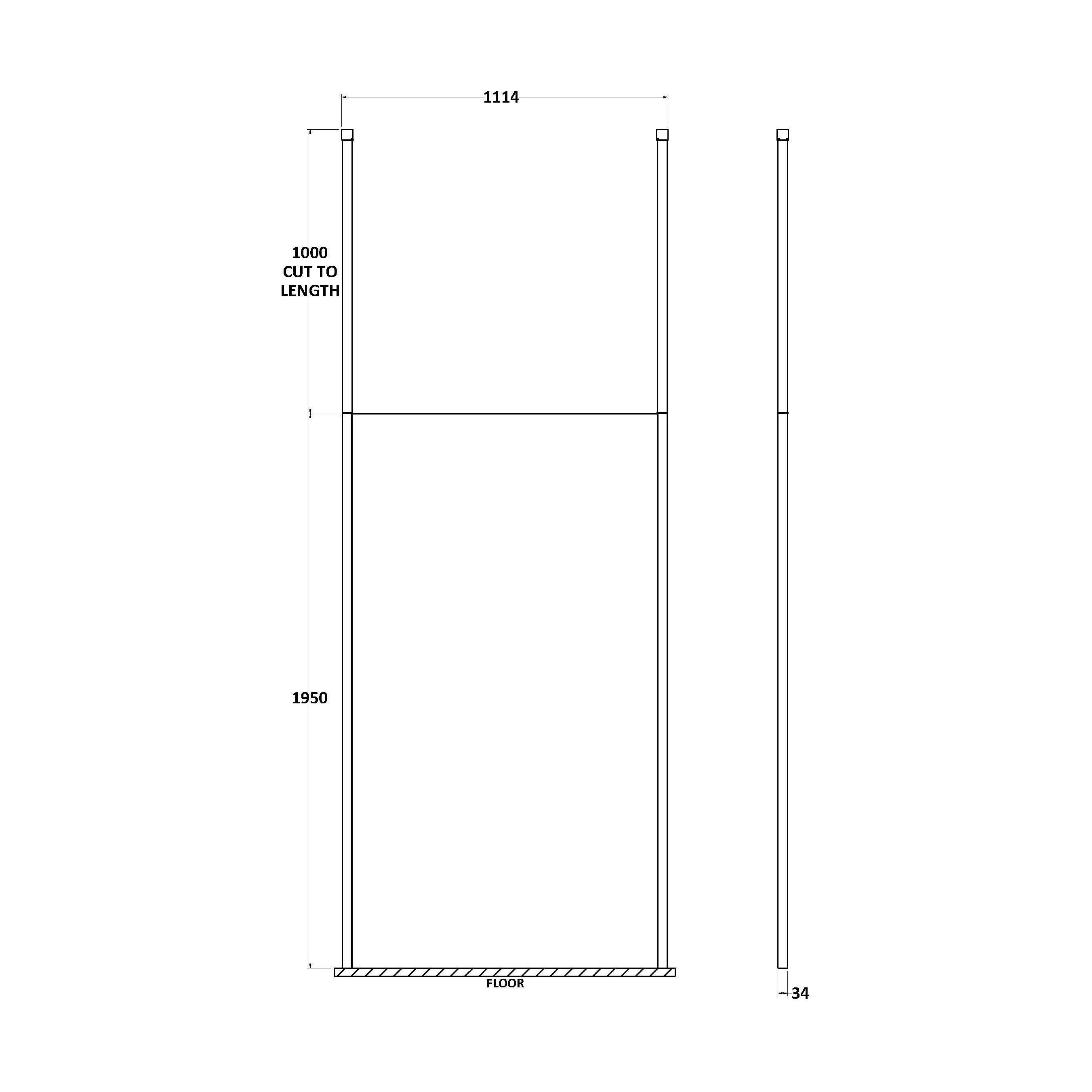 Balterley Contemporary Bathroom 8mm Glass Profile Wetroom Screen with Ceiling Posts, Chrome, 1950 x 700 x 14mm - Image 2