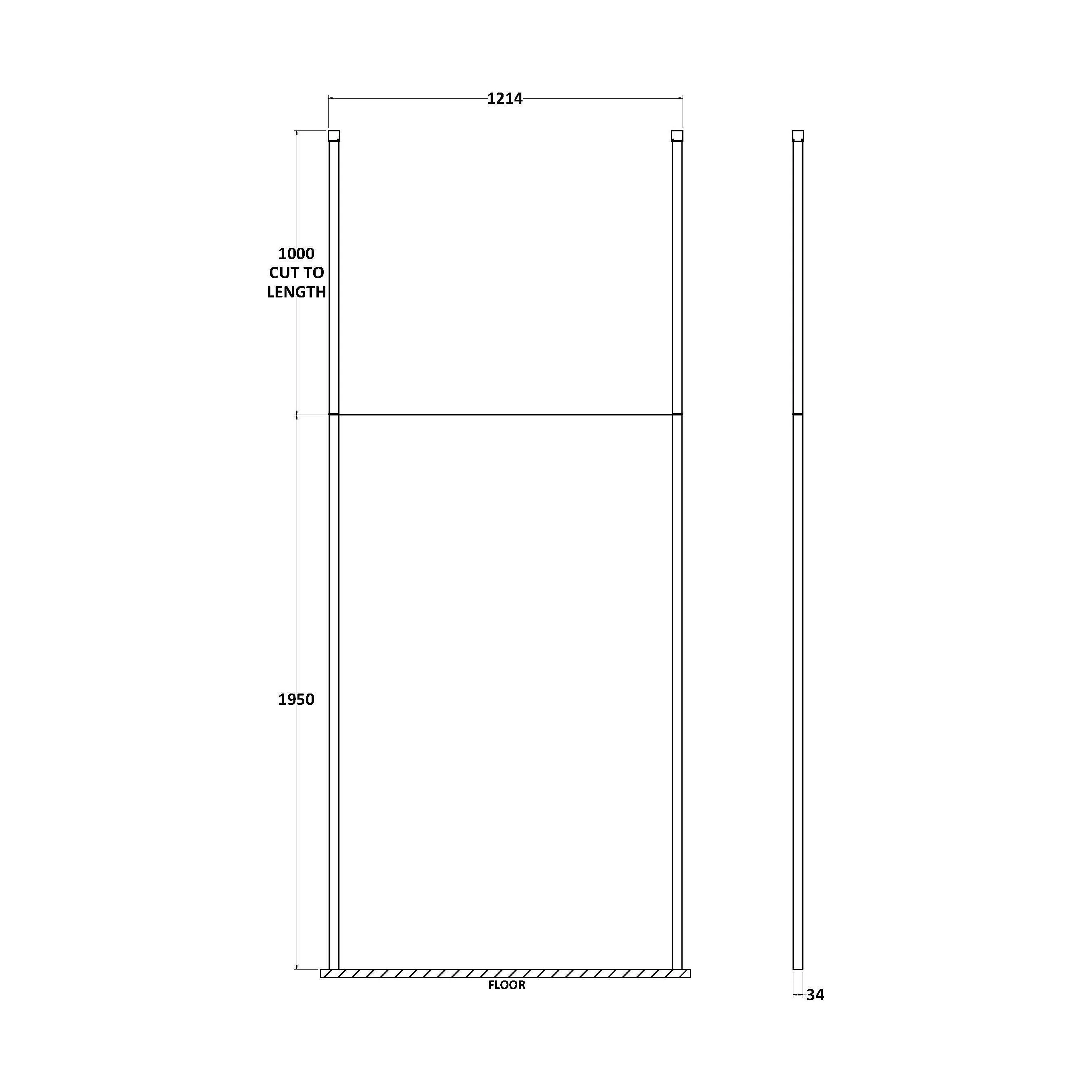 Balterley Contemporary Bathroom 8mm Glass Profile Wetroom Screen with Ceiling Posts, Chrome, 1950 x 700 x 14mm - Image 4
