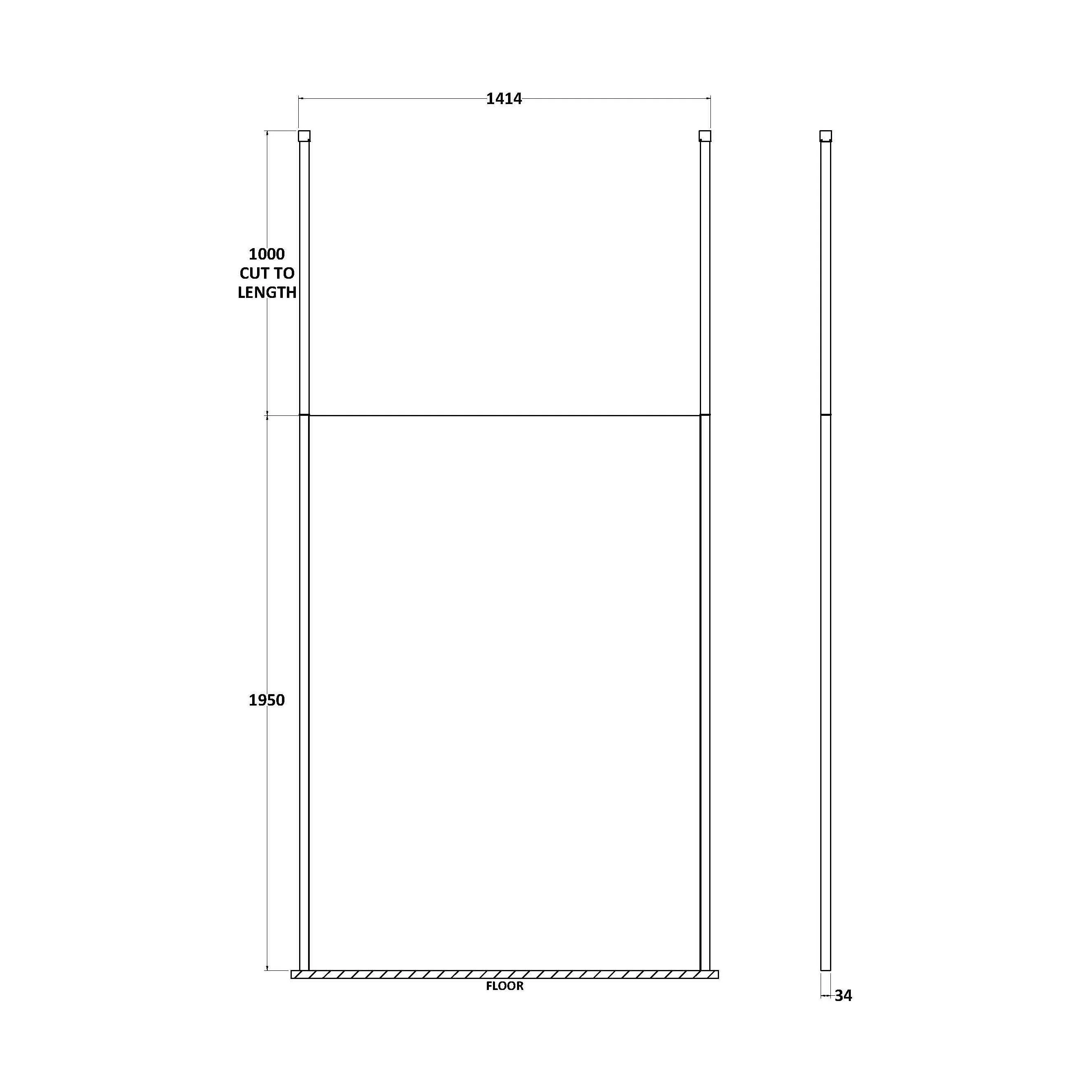Balterley Contemporary Bathroom 8mm Glass Profile Wetroom Screen with Ceiling Posts, Chrome, 1950 x 700 x 14mm - Image 6