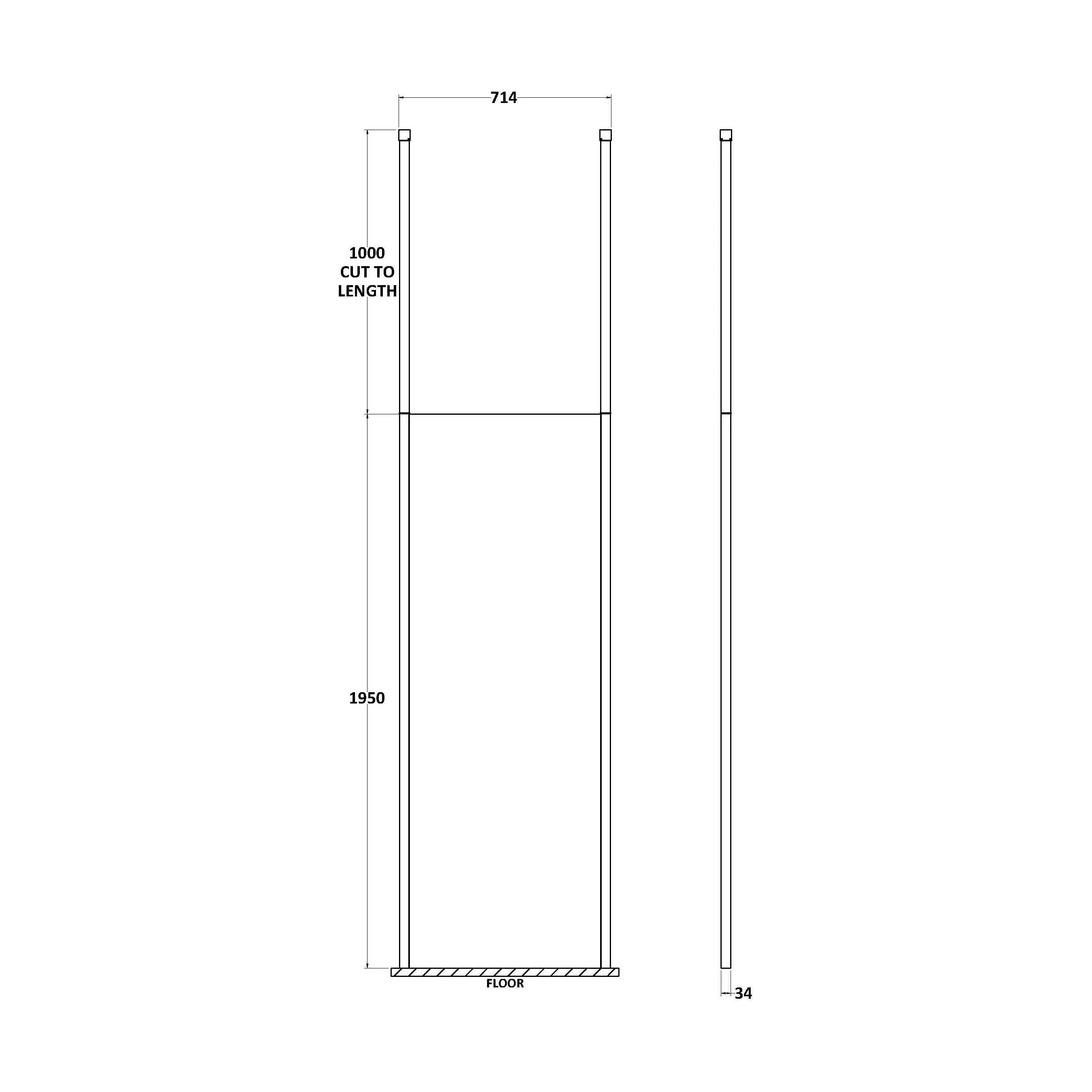 Balterley Contemporary Bathroom 8mm Glass Profile Wetroom Screen with Ceiling Posts, Chrome, 1950 x 700 x 14mm - Image 8