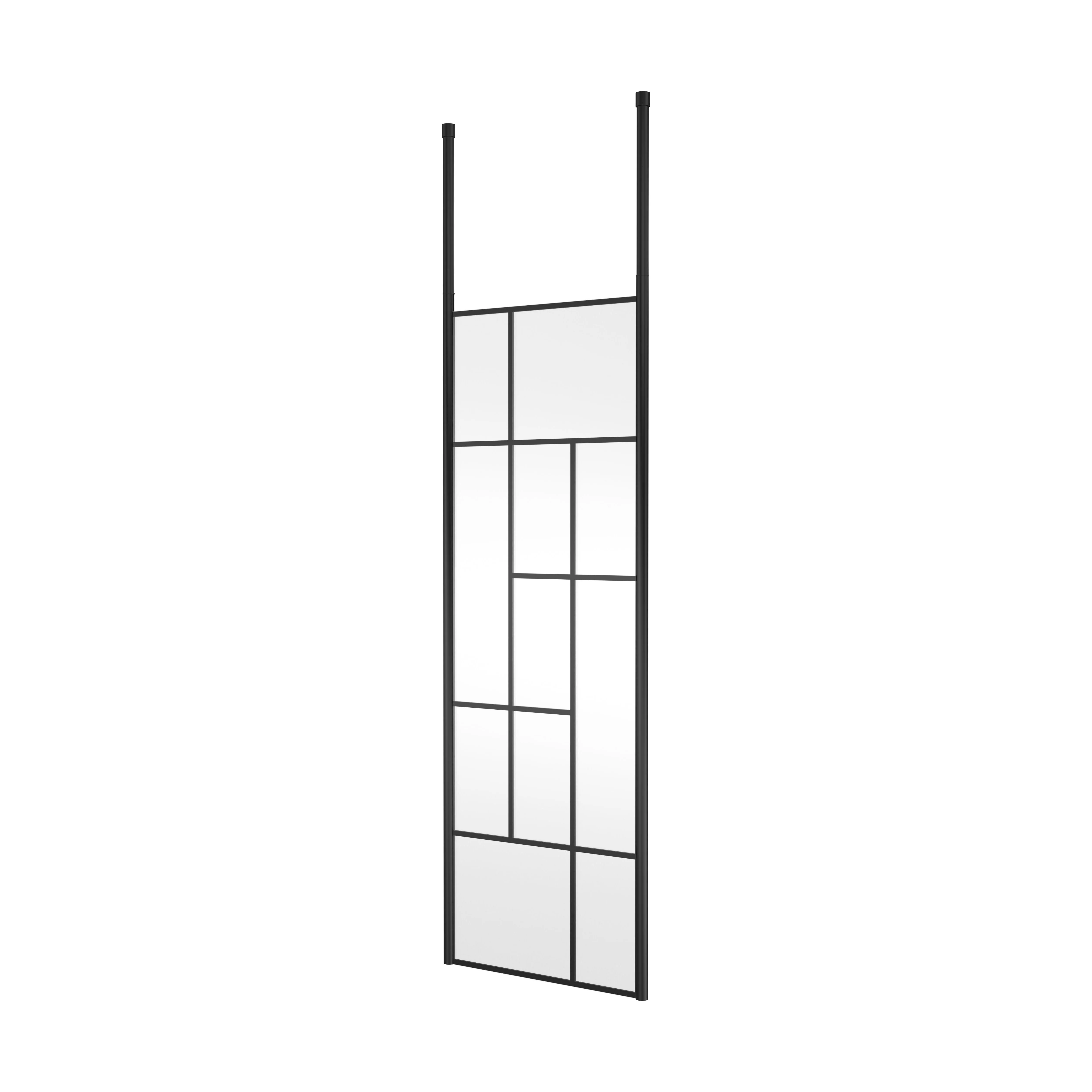 Balterley Contemporary Bathroom Abstract Frame Design 8mm Glass Wetroom Screen with Ceiling Posts, 1950 x 750 x 60mm, Matt Black - Image 2
