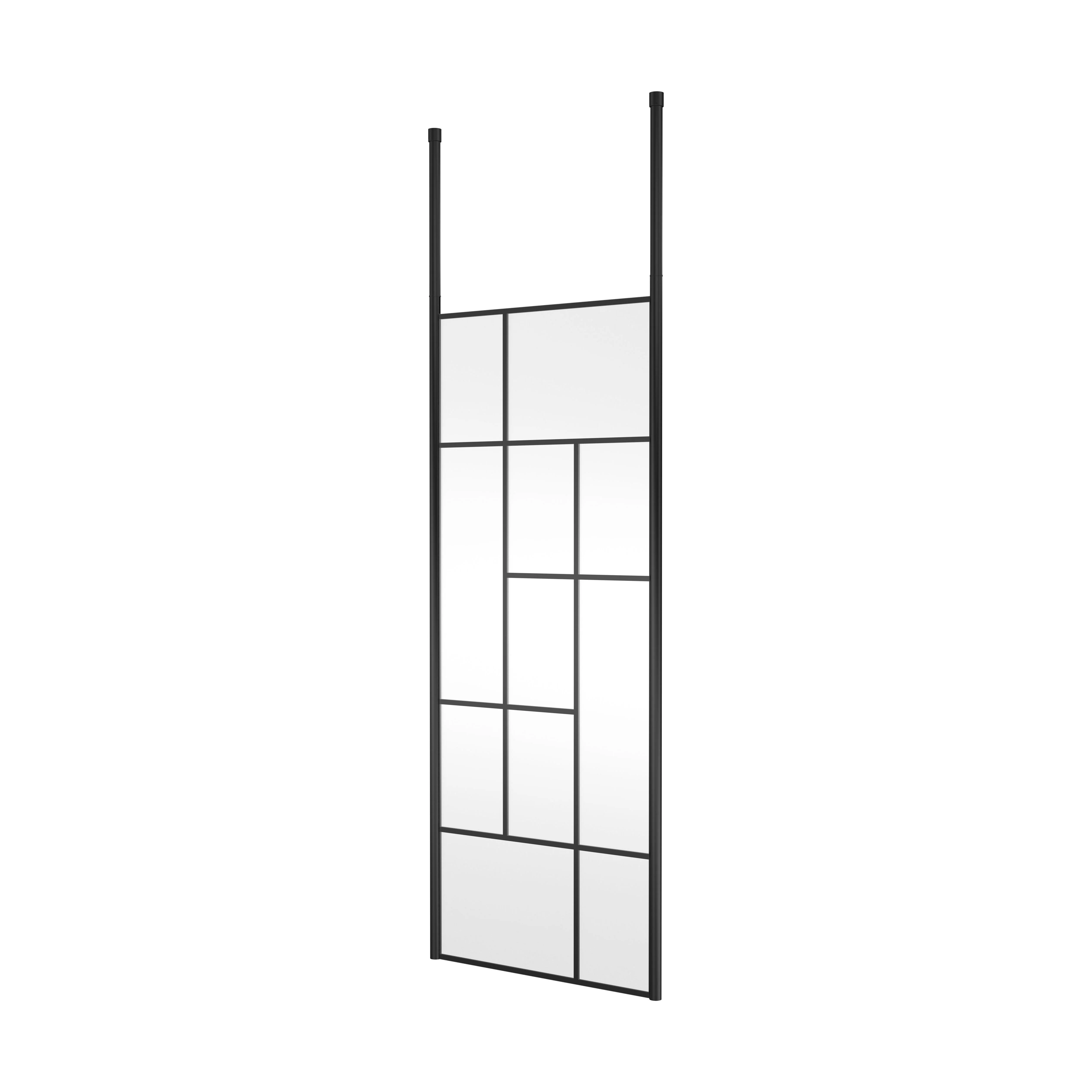 Balterley Contemporary Bathroom Abstract Frame Design 8mm Glass Wetroom Screen with Ceiling Posts, 1950 x 750 x 60mm, Matt Black - Image 4