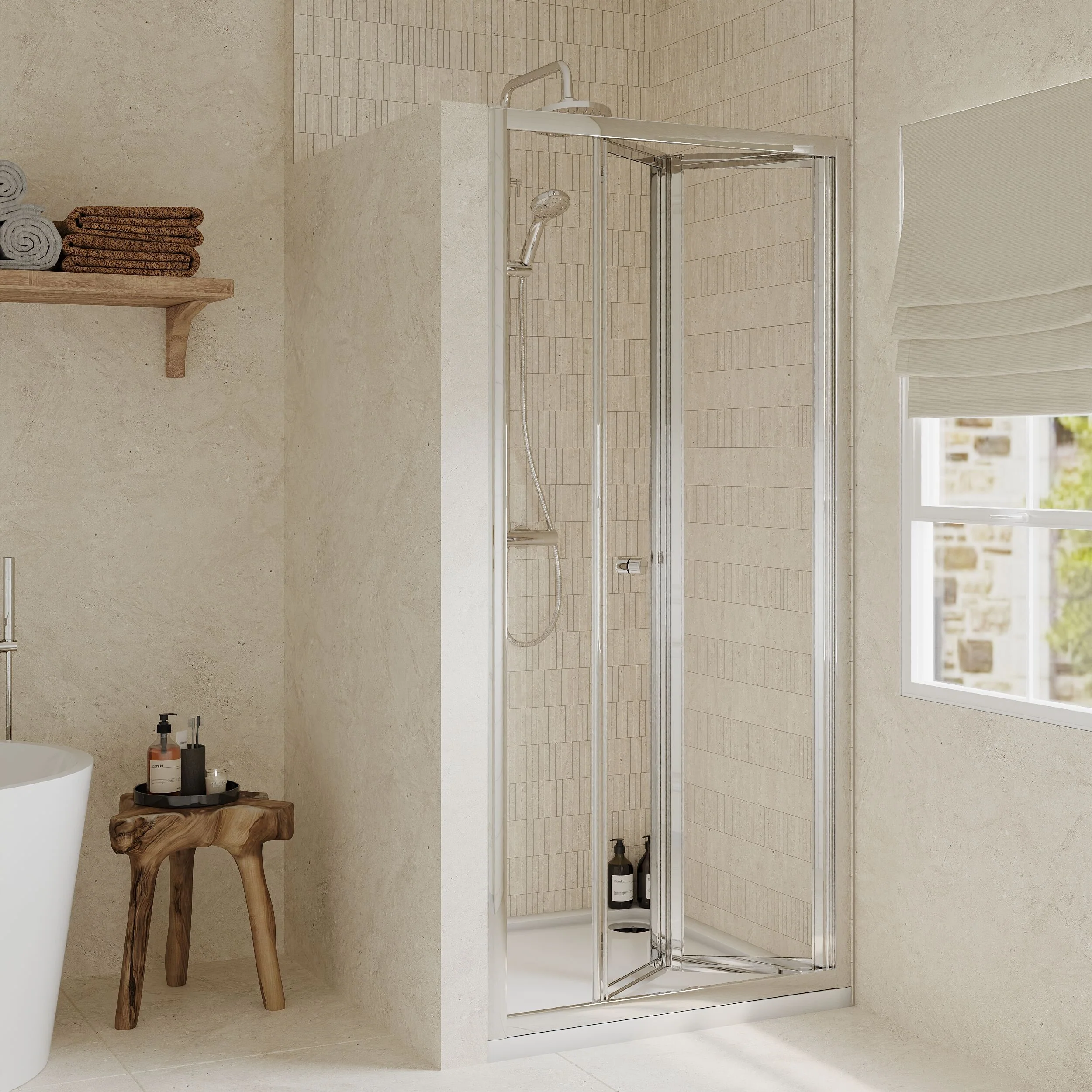 Almington 4mm Toughened Safety Glass Bi-Fold Shower Door, H: 1900mm, Choice of Size and Colour - Image 14