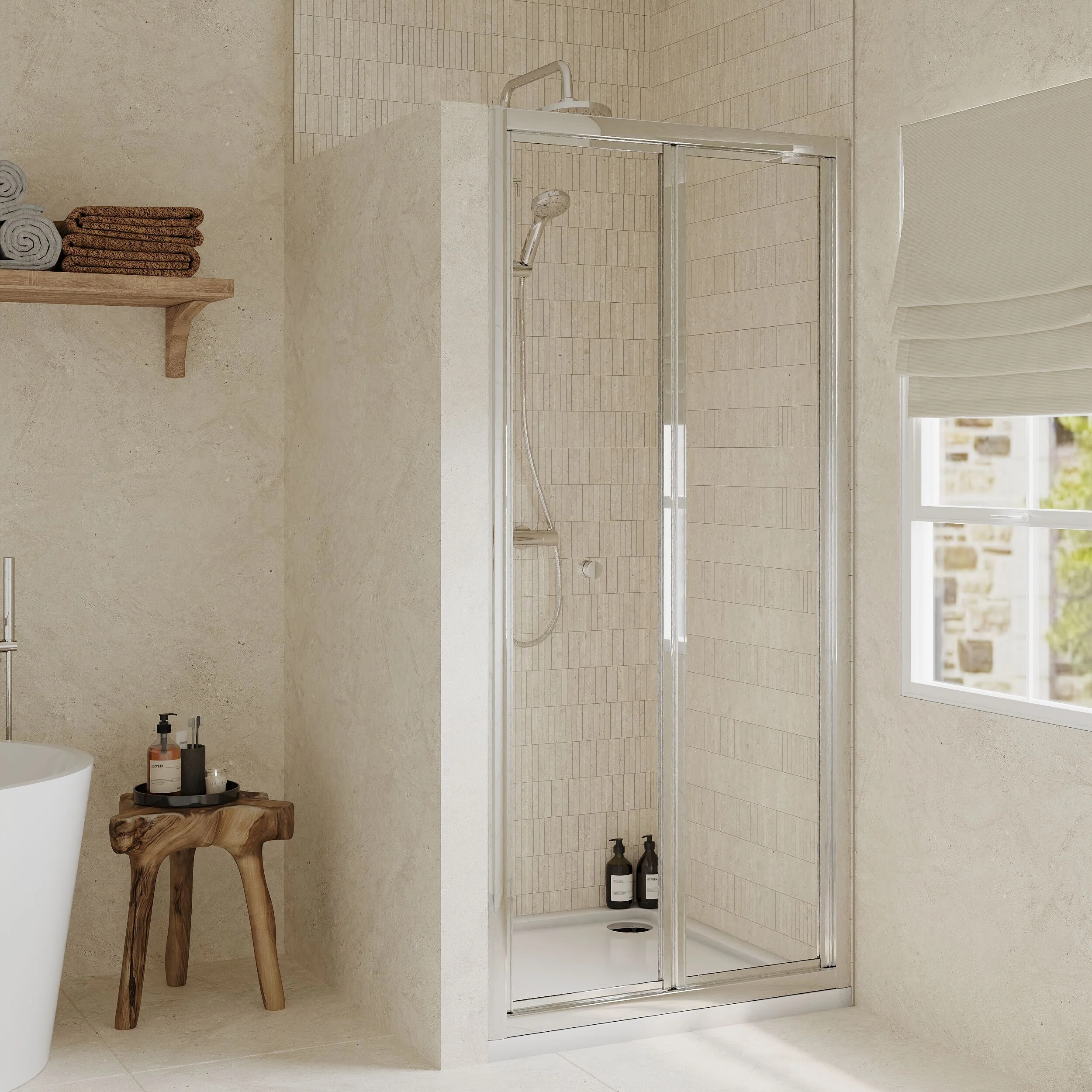 Almington 4mm Toughened Safety Glass Bi-Fold Shower Door, H: 1900mm, Choice of Size and Colour - Image 15