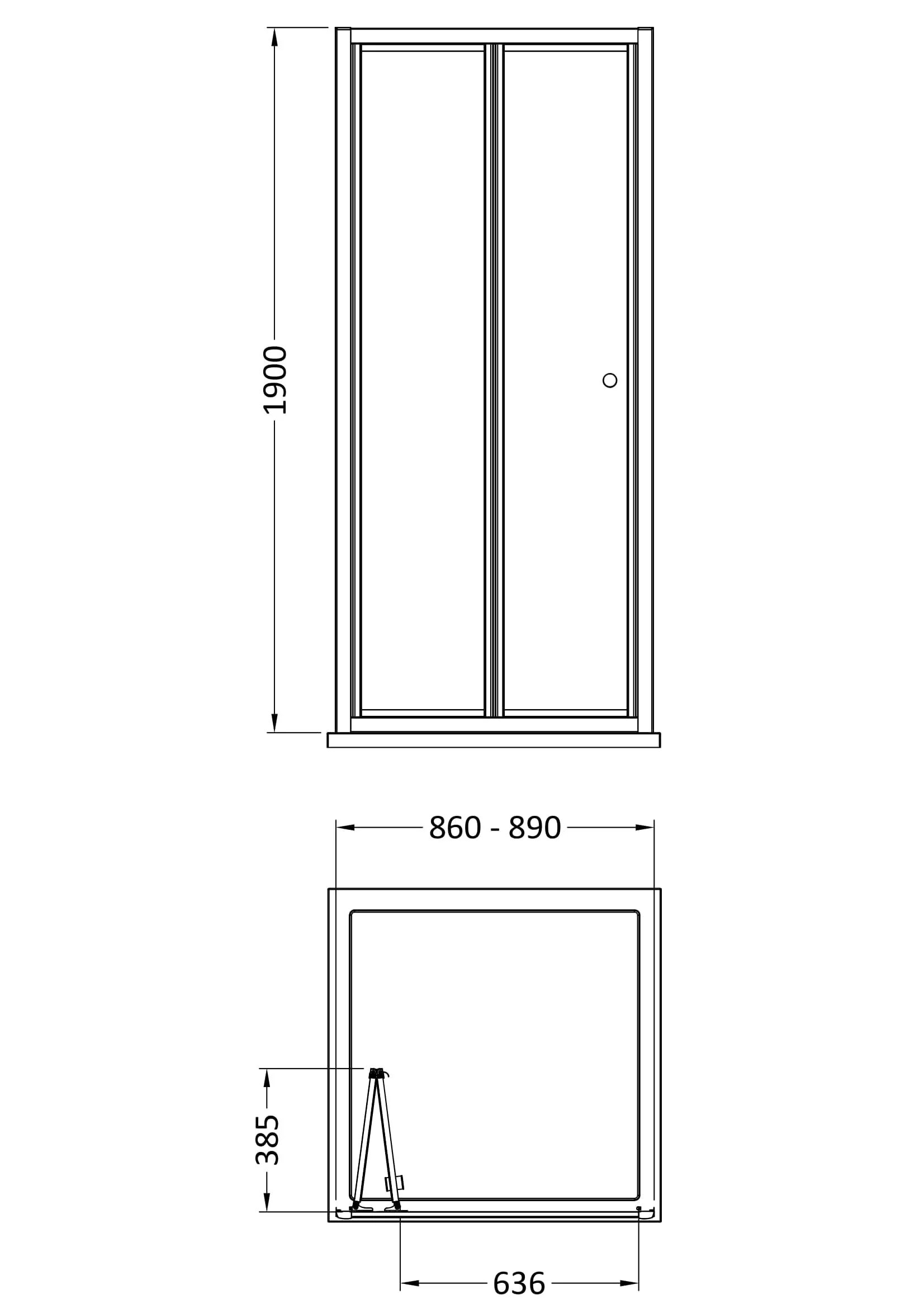 Almington 4mm Toughened Safety Glass Bi-Fold Shower Door, H: 1900mm, Choice of Size and Colour - Image 16