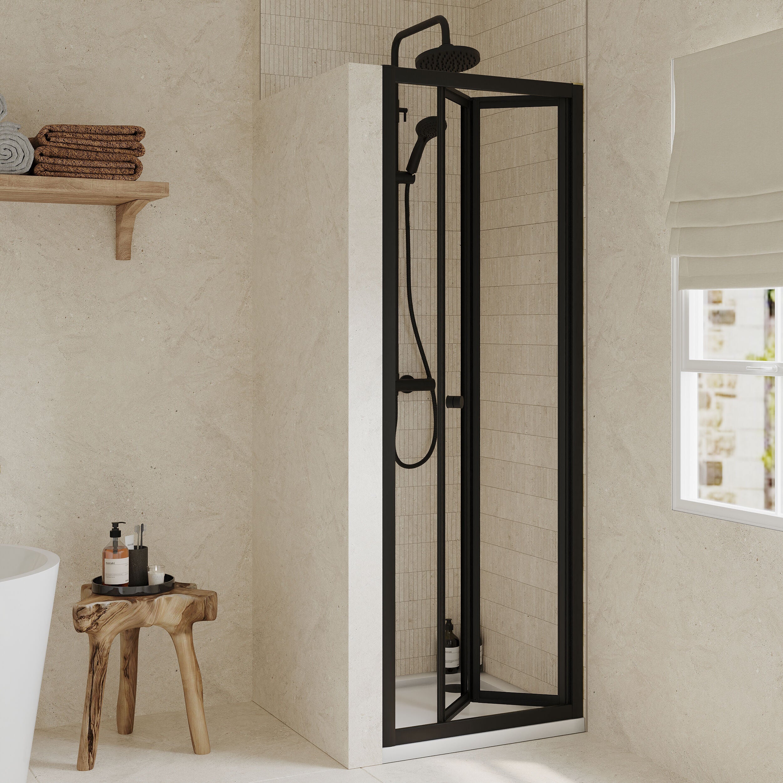 Almington 4mm Toughened Safety Glass Bi-Fold Shower Door, H: 1900mm, Choice of Size and Colour - Image 18