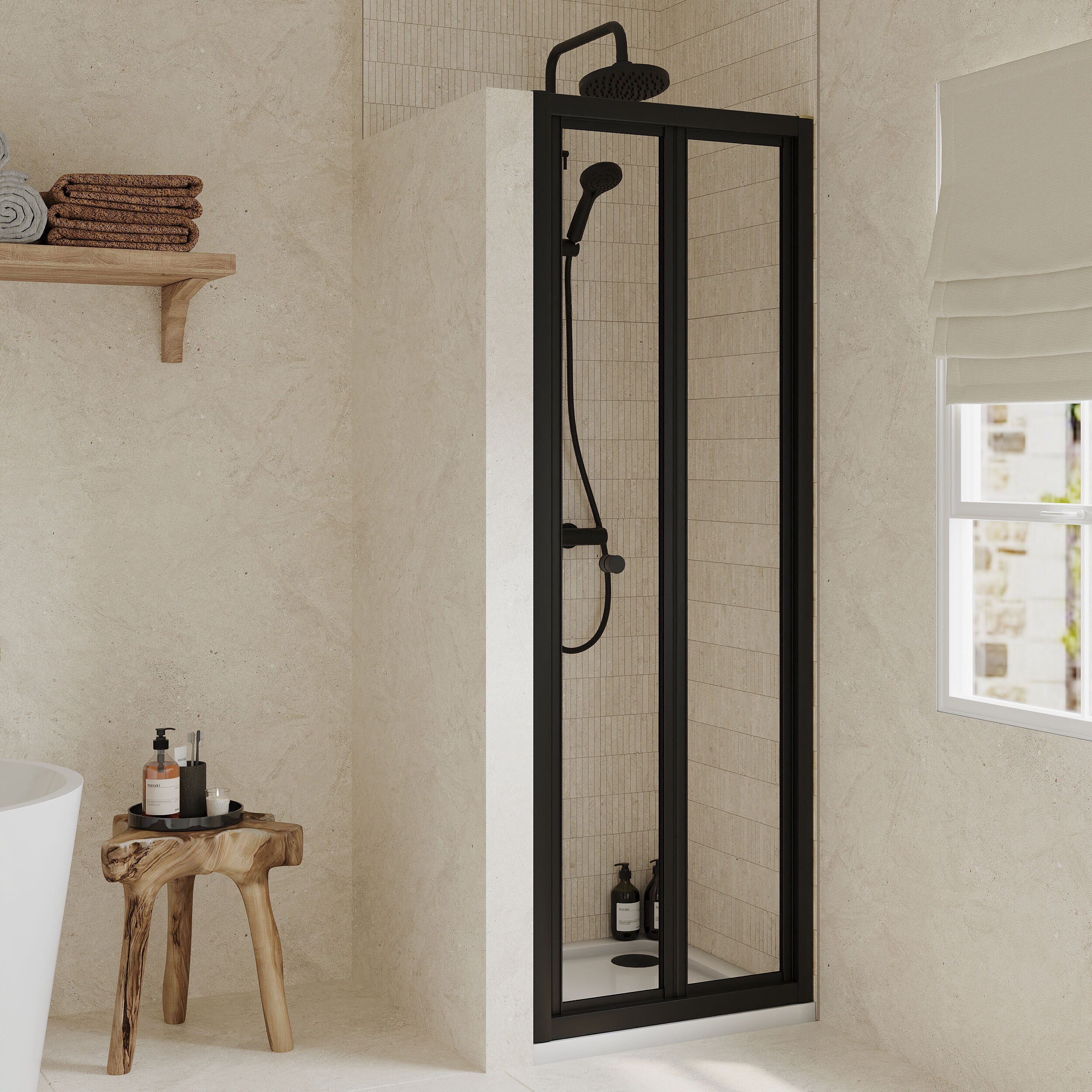 Almington 4mm Toughened Safety Glass Bi-Fold Shower Door, H: 1900mm, Choice of Size and Colour - Image 19