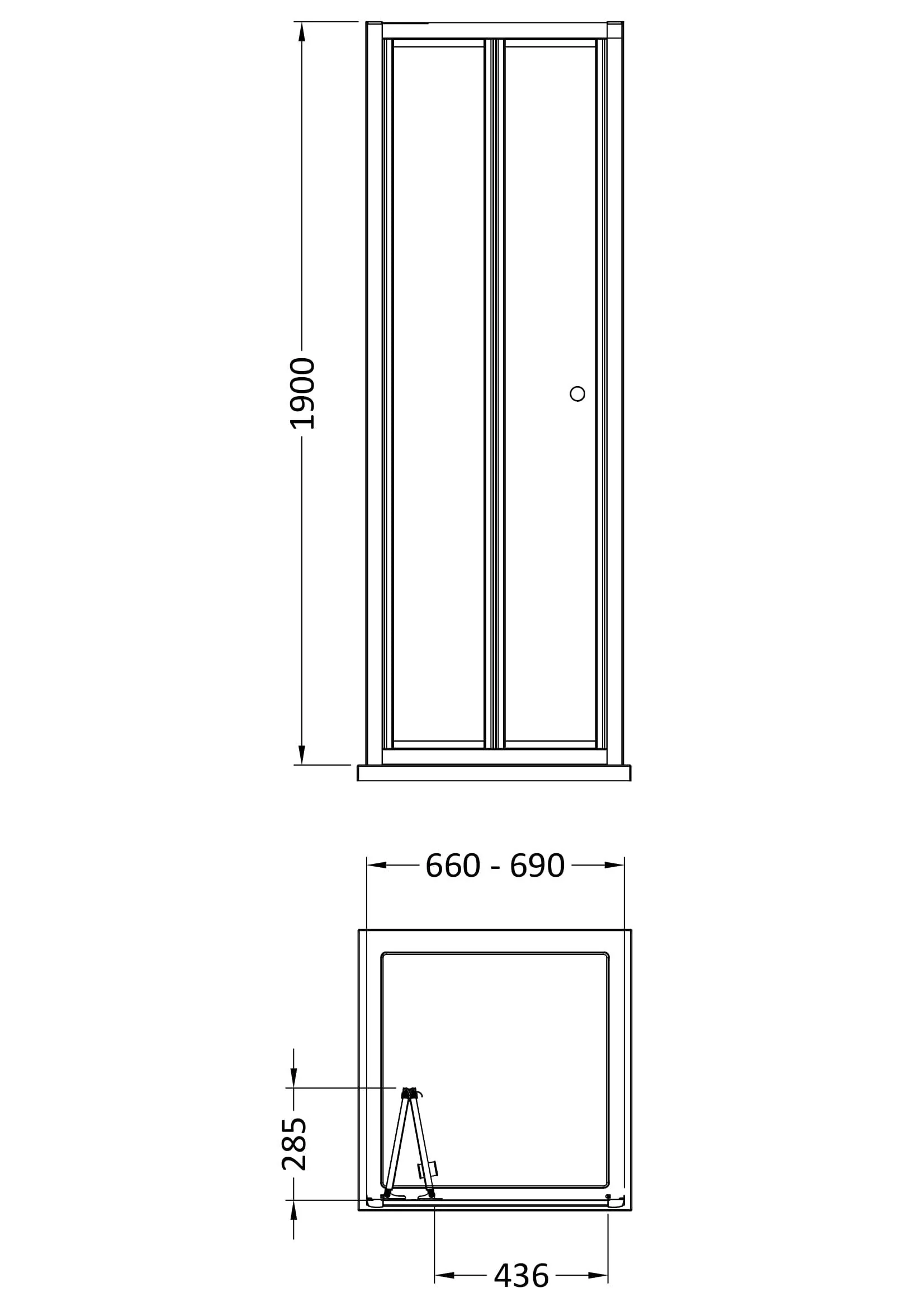 Almington 4mm Toughened Safety Glass Bi-Fold Shower Door, H: 1900mm, Choice of Size and Colour - Image 20