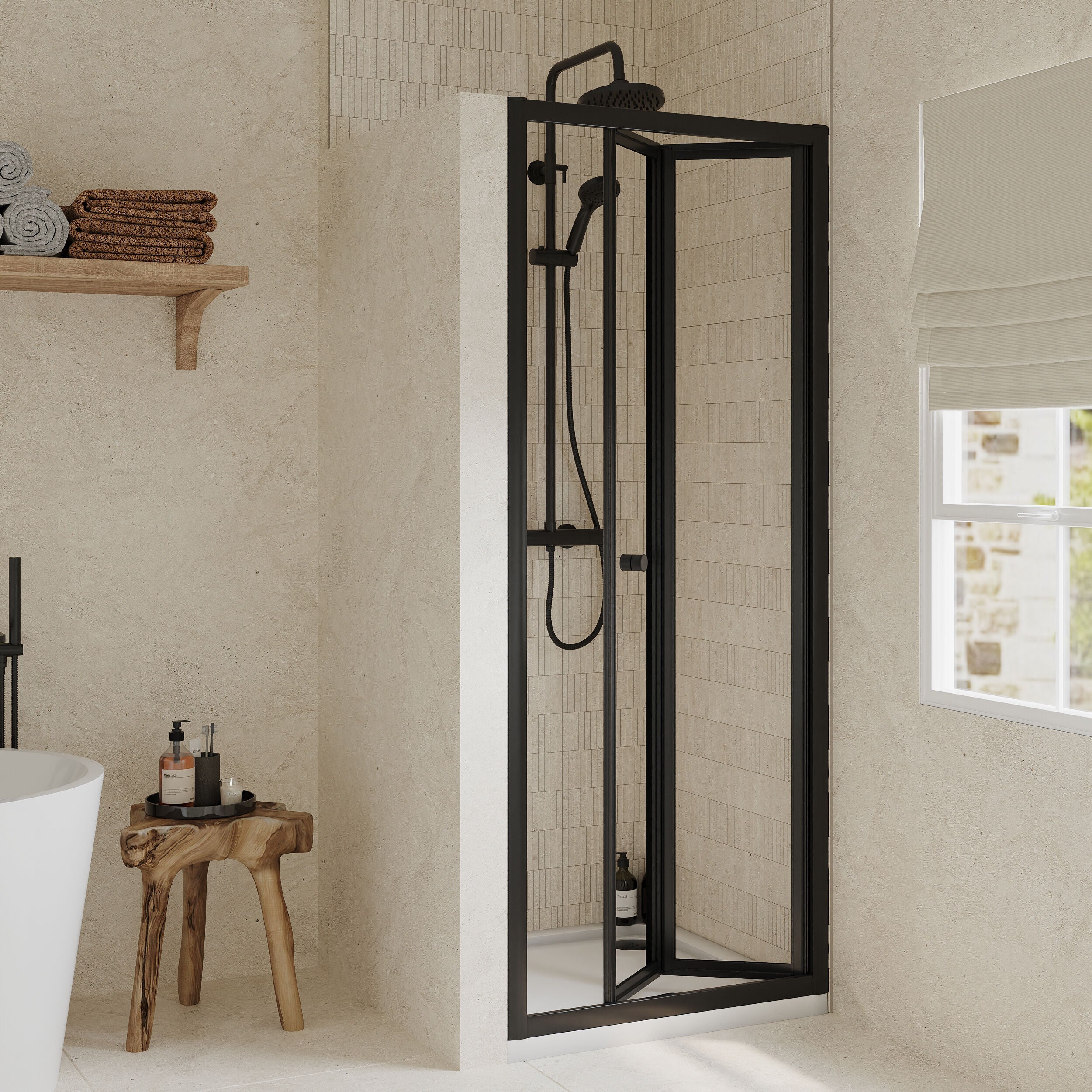 Almington 4mm Toughened Safety Glass Bi-Fold Shower Door, H: 1900mm, Choice of Size and Colour - Image 22