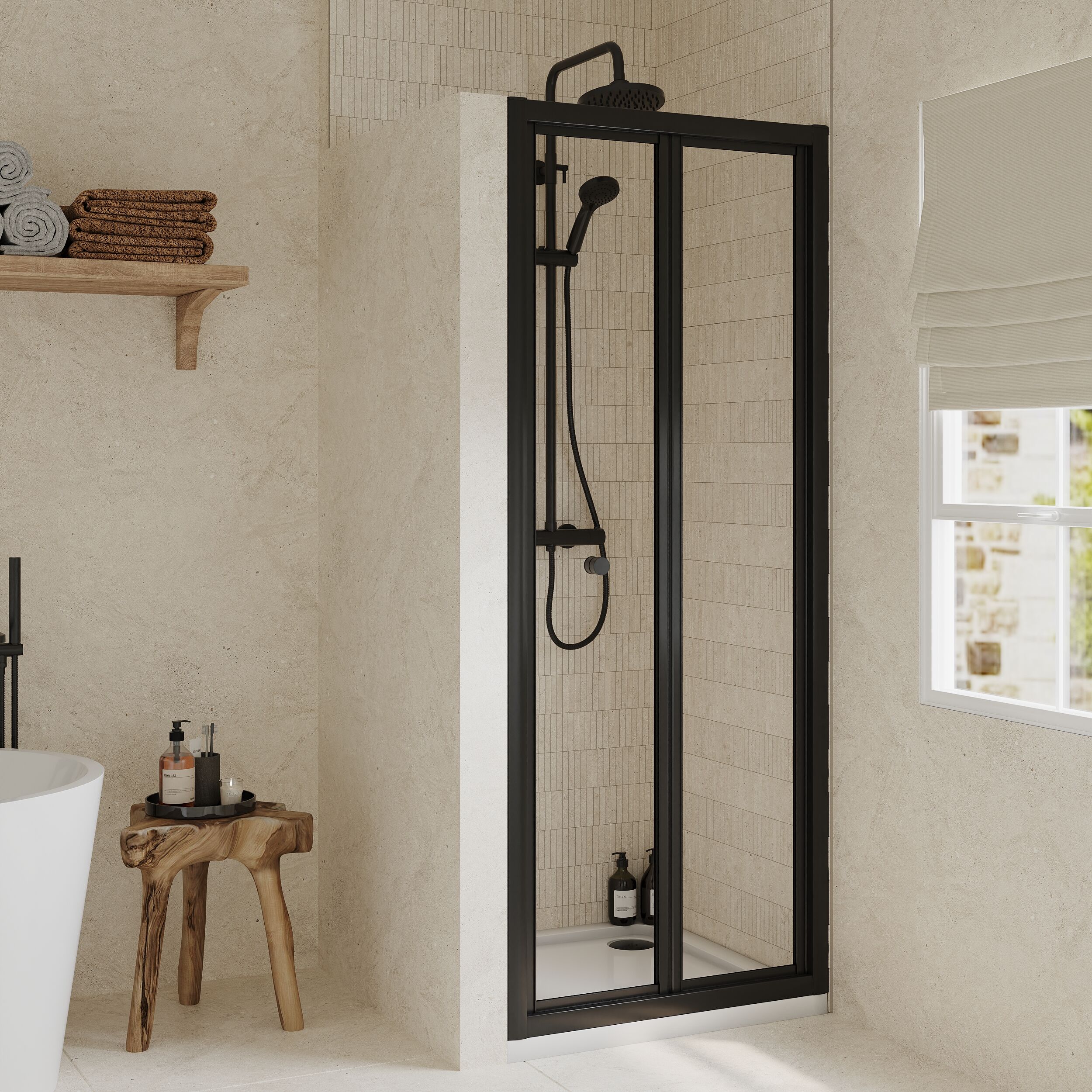 Almington 4mm Toughened Safety Glass Bi-Fold Shower Door, H: 1900mm, Choice of Size and Colour - Image 23
