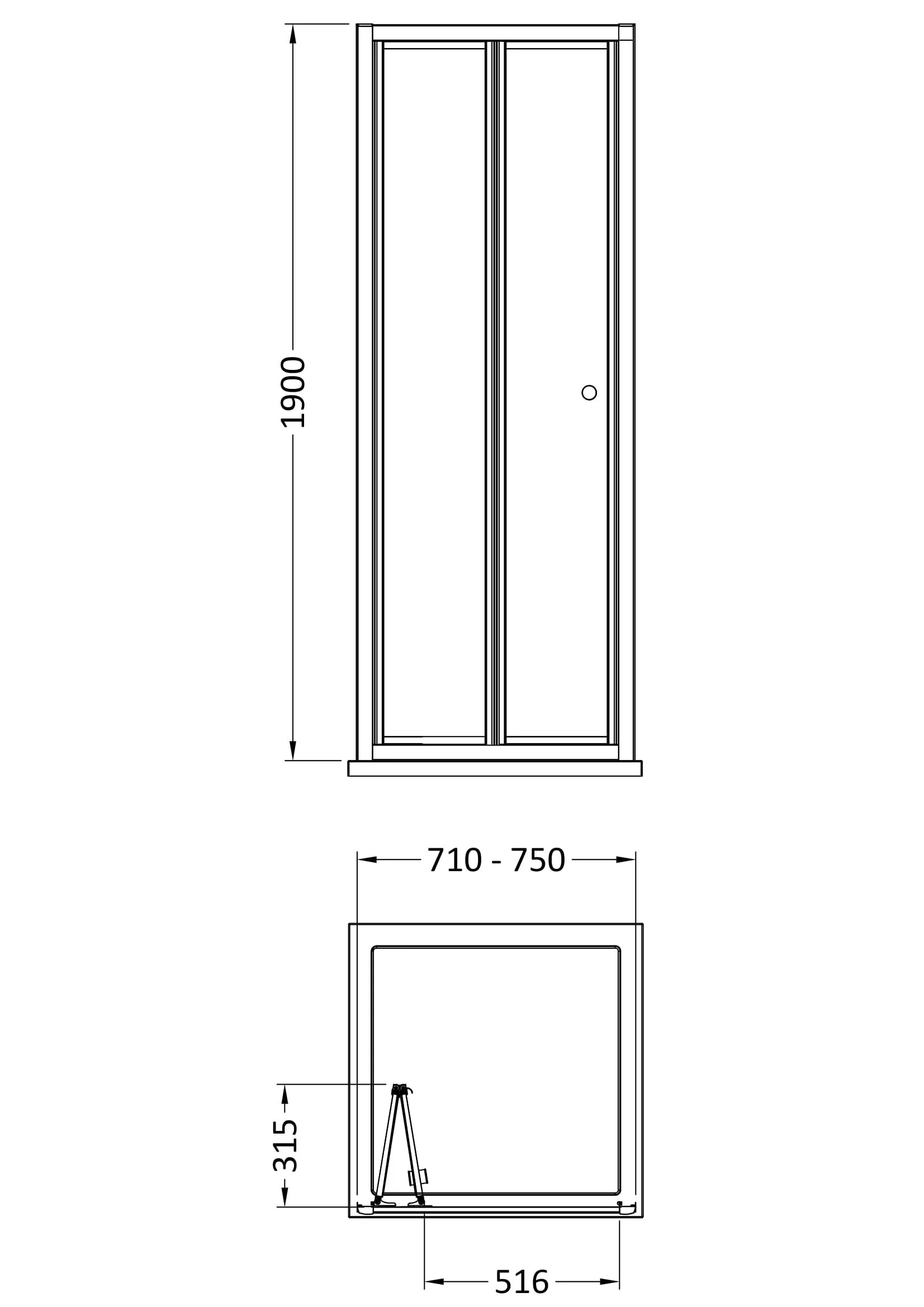 Almington 4mm Toughened Safety Glass Bi-Fold Shower Door, H: 1900mm, Choice of Size and Colour - Image 24