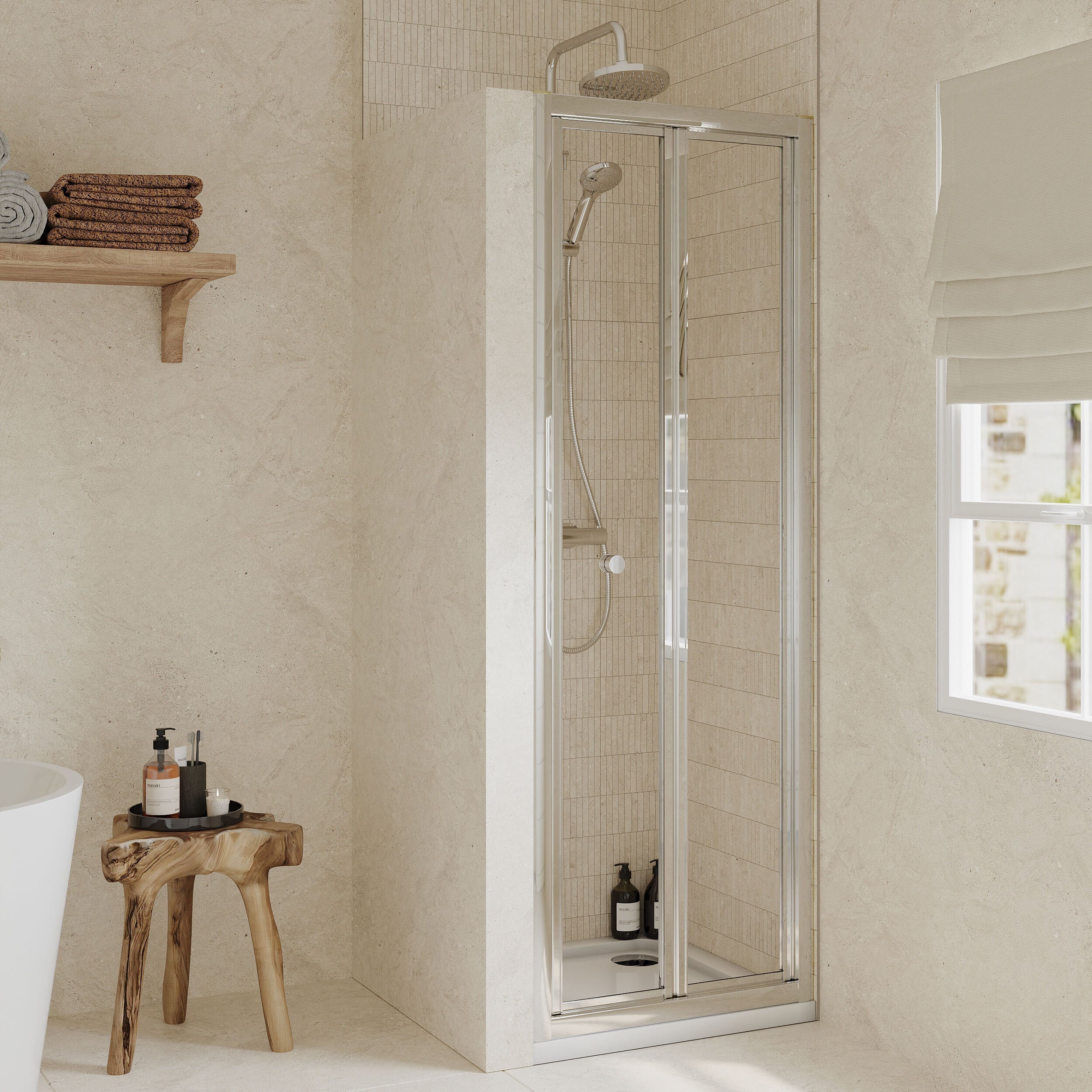 Almington 4mm Toughened Safety Glass Bi-Fold Shower Door, H: 1900mm, Choice of Size and Colour - Image 3