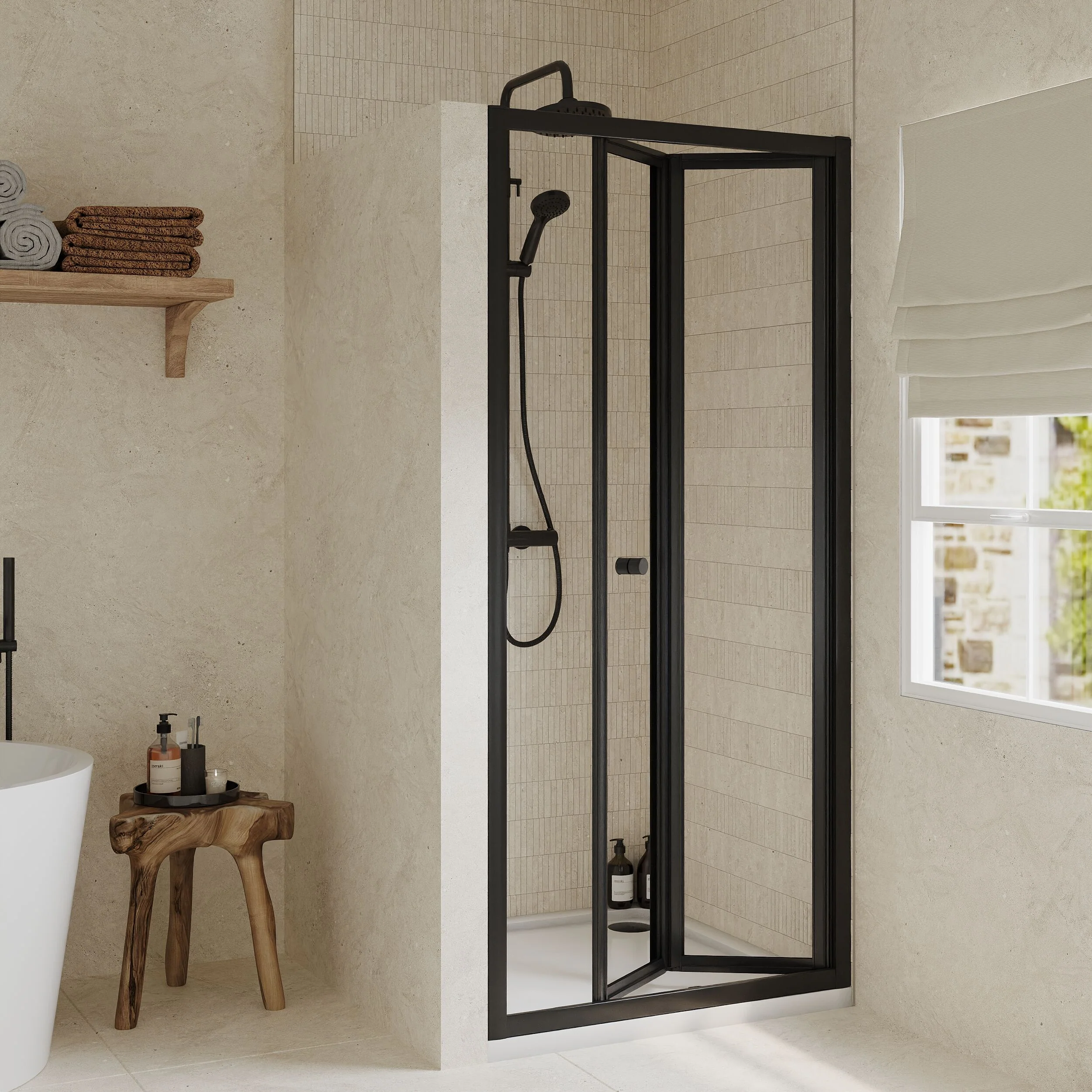 Almington 4mm Toughened Safety Glass Bi-Fold Shower Door, H: 1900mm, Choice of Size and Colour - Image 30