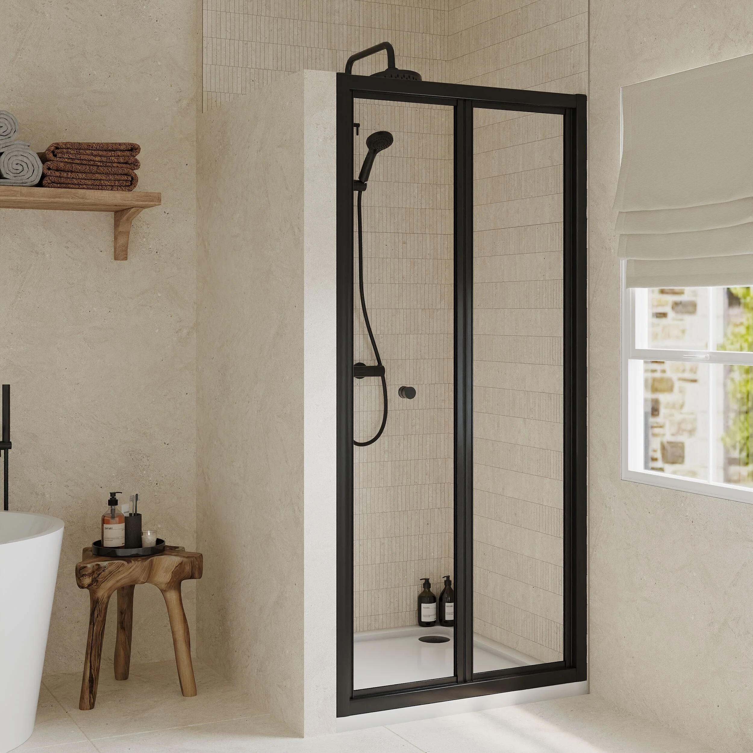Almington 4mm Toughened Safety Glass Bi-Fold Shower Door, H: 1900mm, Choice of Size and Colour - Image 31