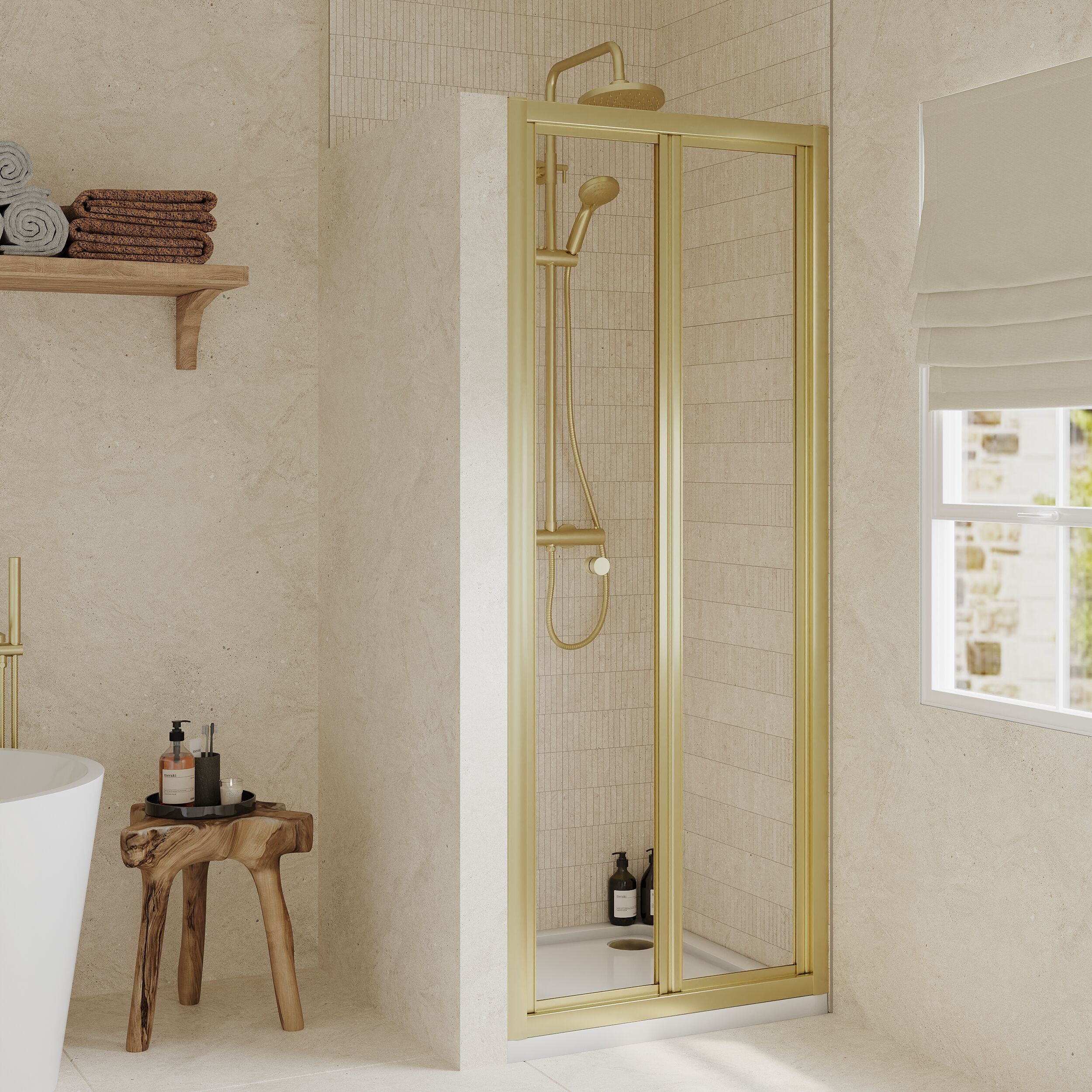 Almington 4mm Toughened Safety Glass Bi-Fold Shower Door, H: 1900mm, Choice of Size and Colour - Image 39