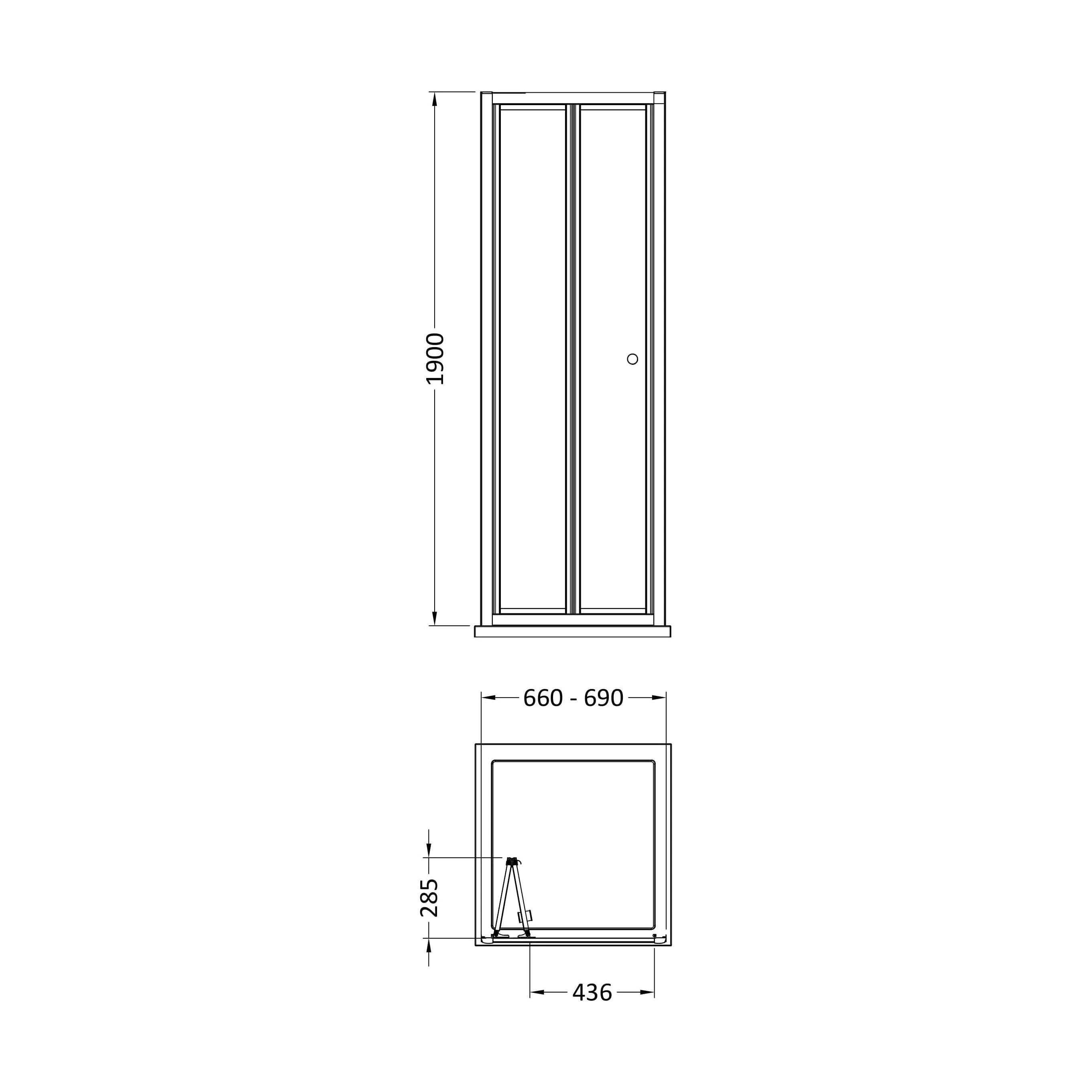 Almington 4mm Toughened Safety Glass Bi-Fold Shower Door, H: 1900mm, Choice of Size and Colour - Image 4