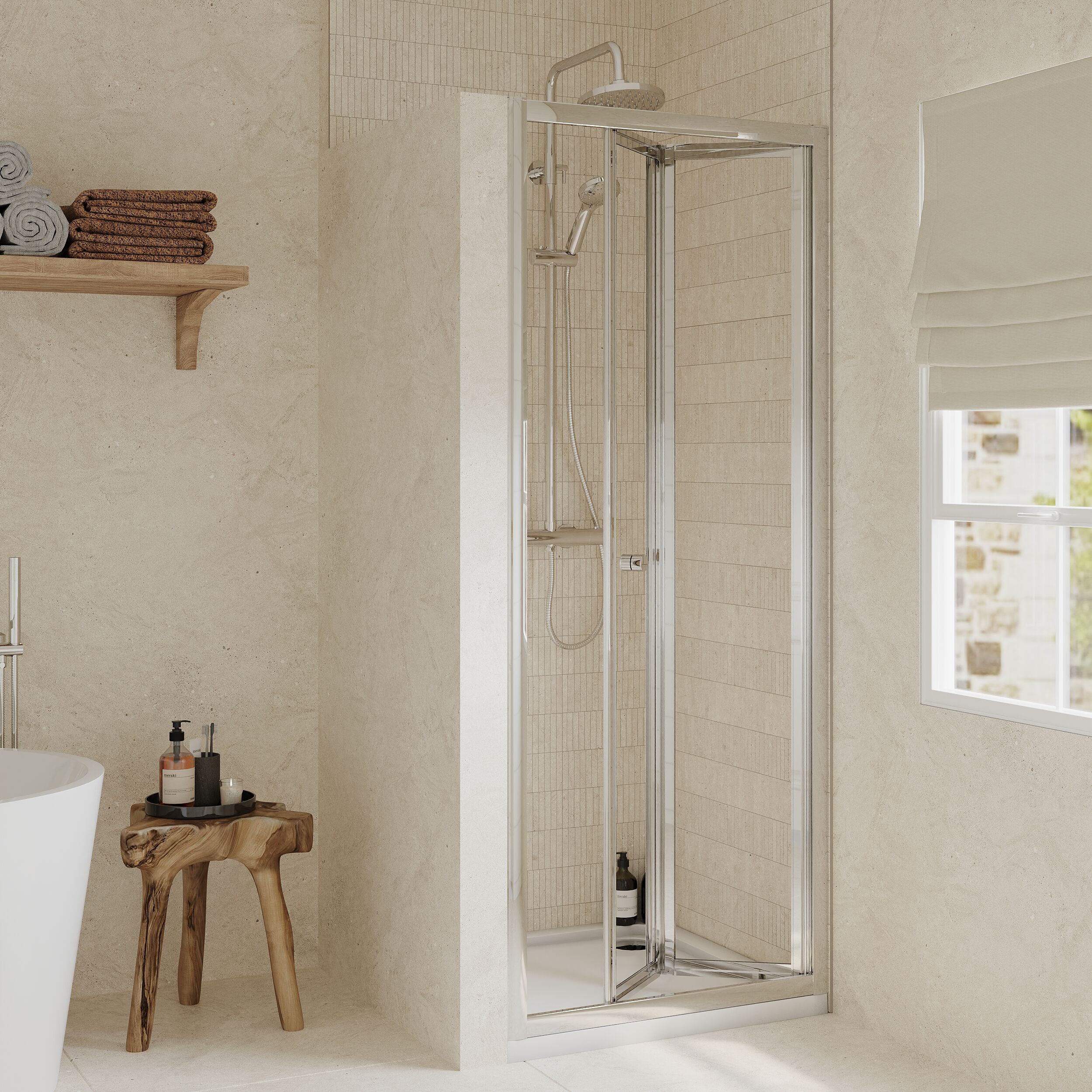 Almington 4mm Toughened Safety Glass Bi-Fold Shower Door, H: 1900mm, Choice of Size and Colour - Image 6