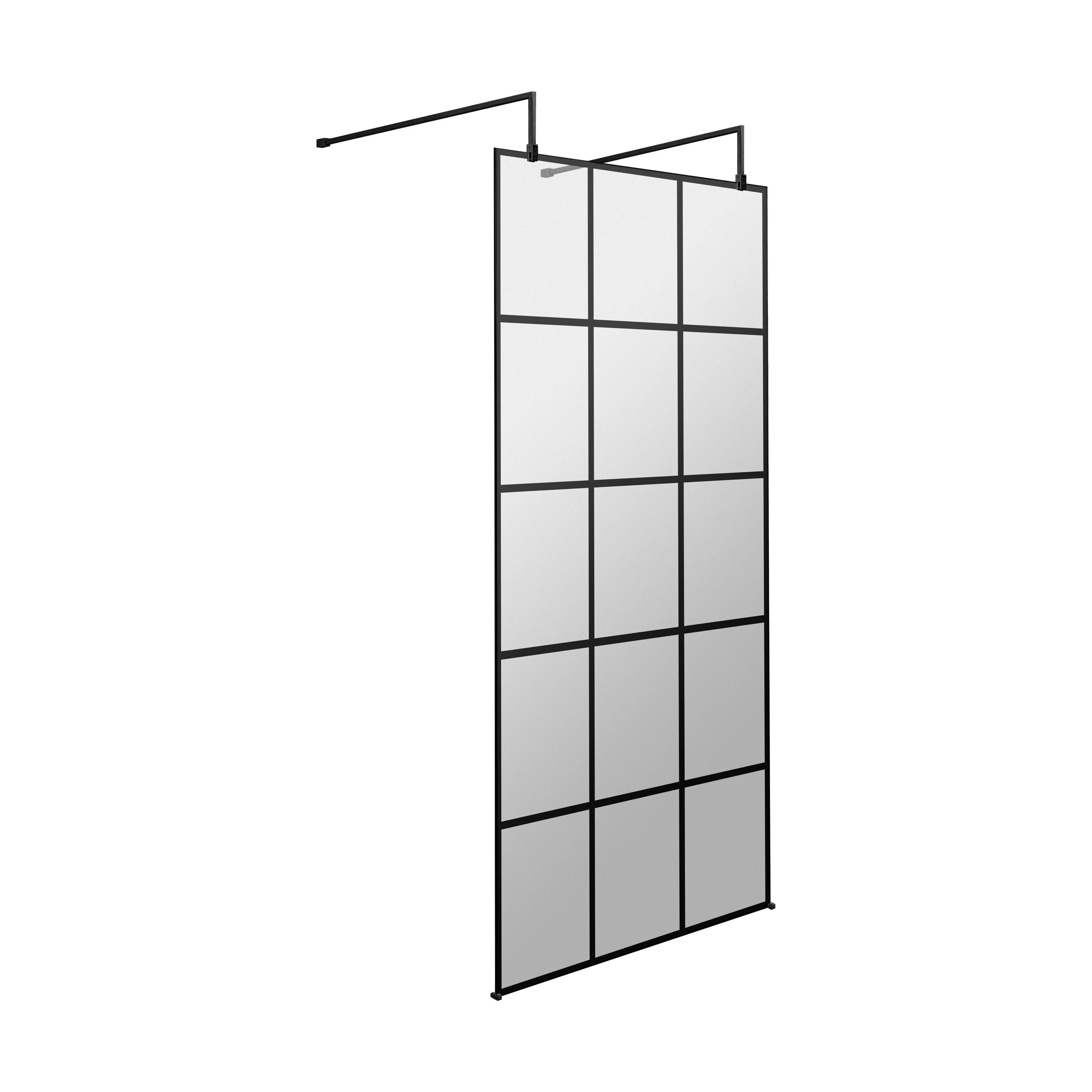 Balterley Contemporary Bathroom 8mm Framed Wetroom Screen with Arms and Feet, Matt Black, 1950 x 700 x 14mm - Image 8