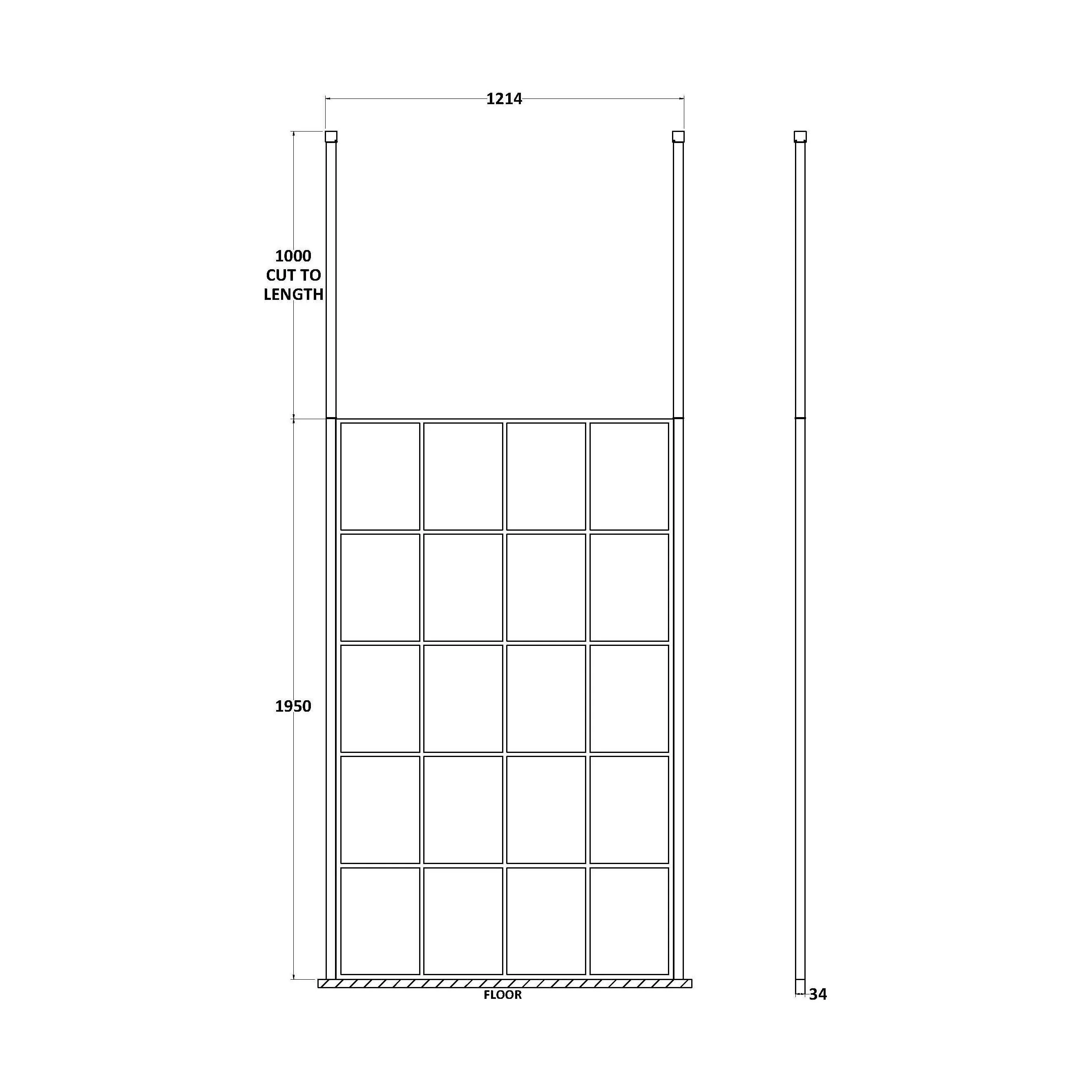 Balterley Contemporary Bathroom 8mm Profile Wetroom Screen with Ceiling Posts, Matt Black, 1950 x 700 x 14mm - Image 3