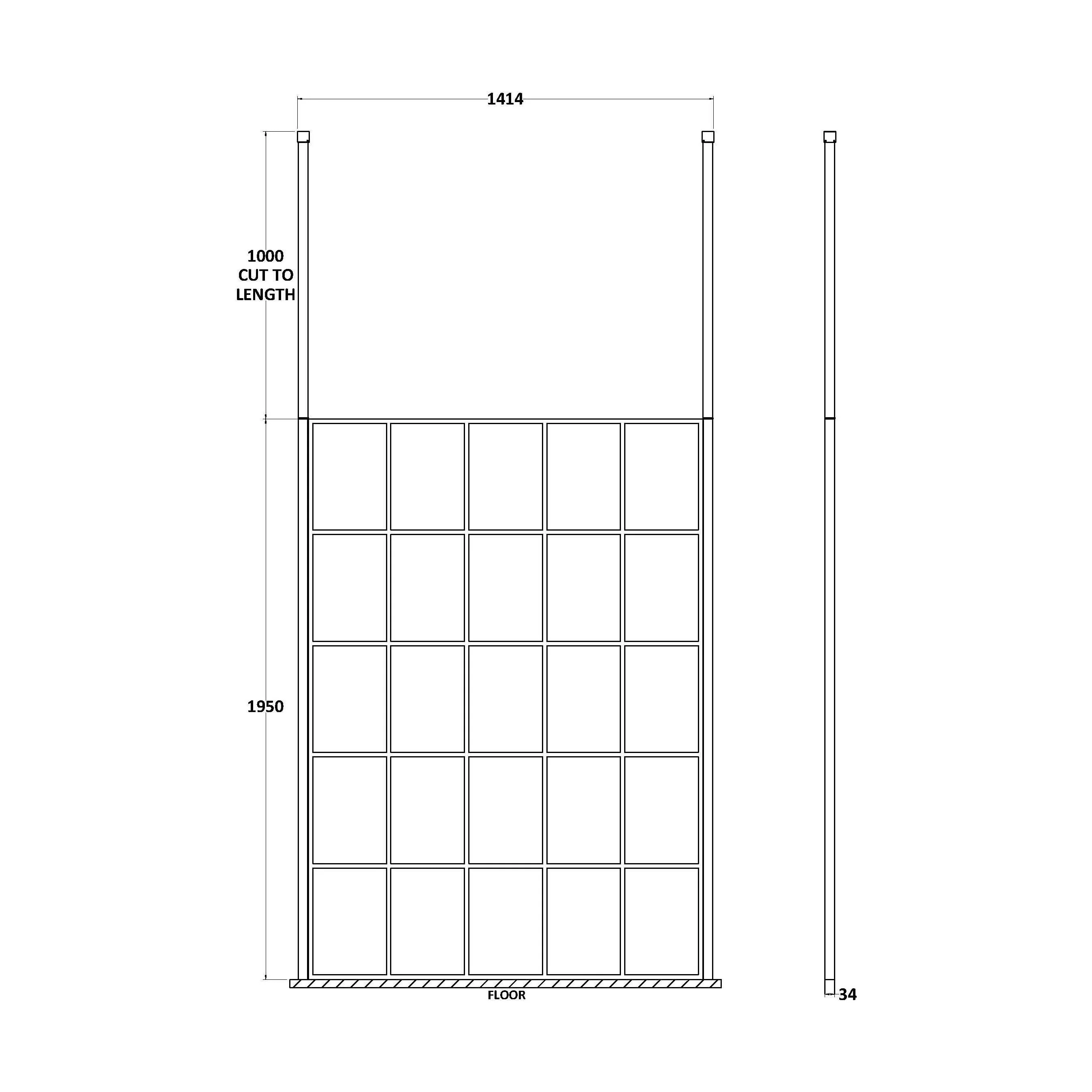 Balterley Contemporary Bathroom 8mm Profile Wetroom Screen with Ceiling Posts, Matt Black, 1950 x 700 x 14mm - Image 4