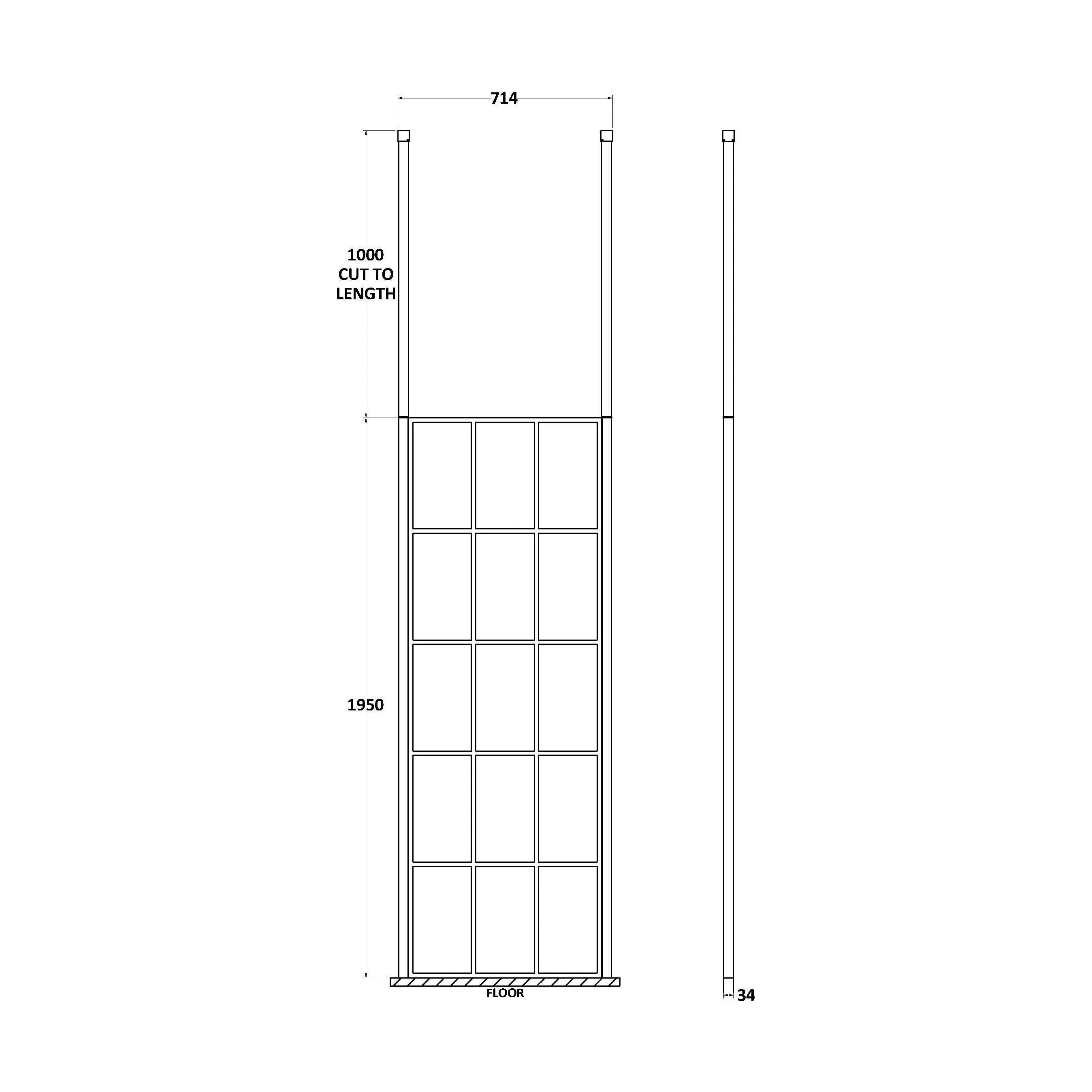 Balterley Contemporary Bathroom 8mm Profile Wetroom Screen with Ceiling Posts, Matt Black, 1950 x 700 x 14mm - Image 5
