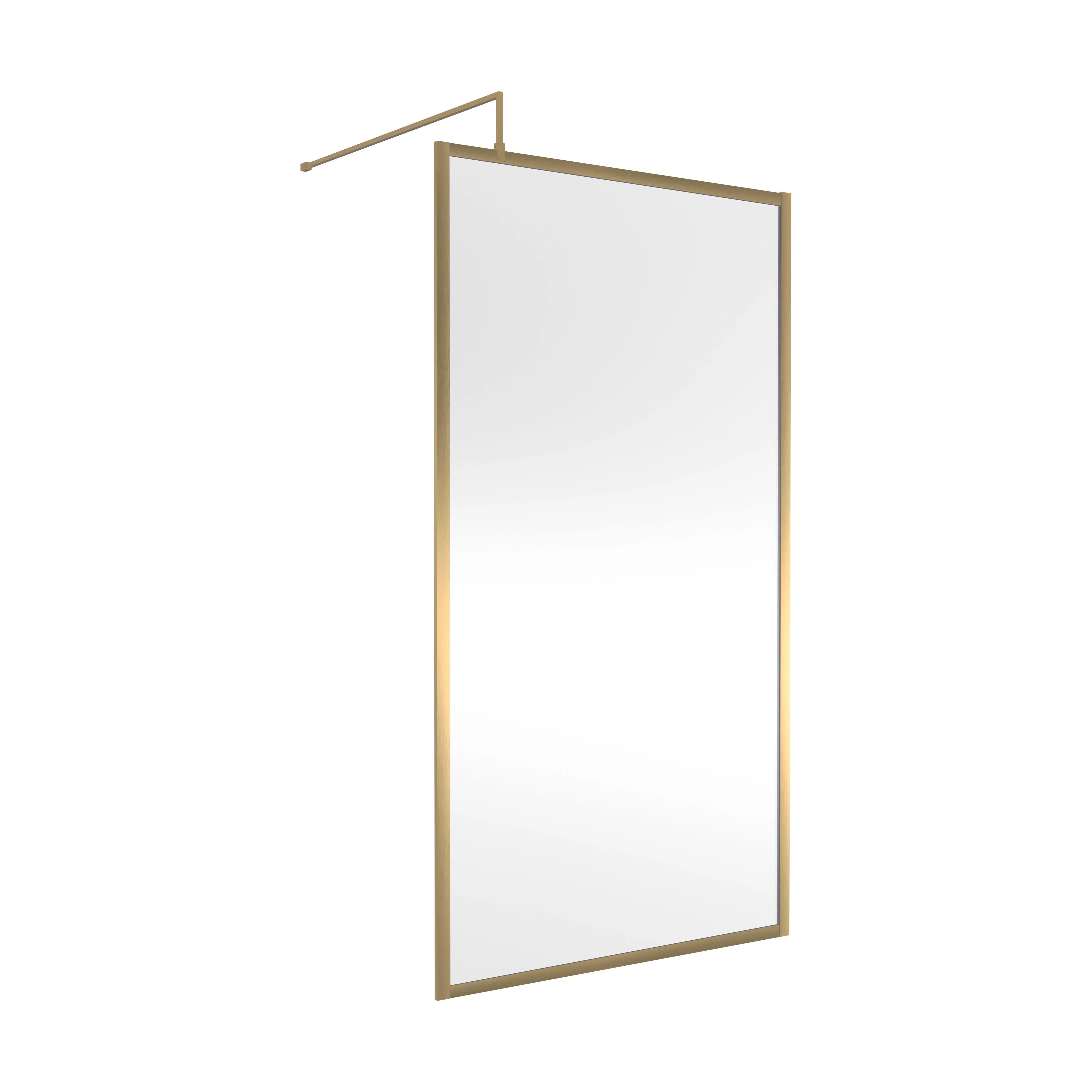 Balterley Contemporary Bathroom 8mm Glass Full Outer Frame Wetroom Screen, Brushed Brass, 1950 x 1100 x 1000mm