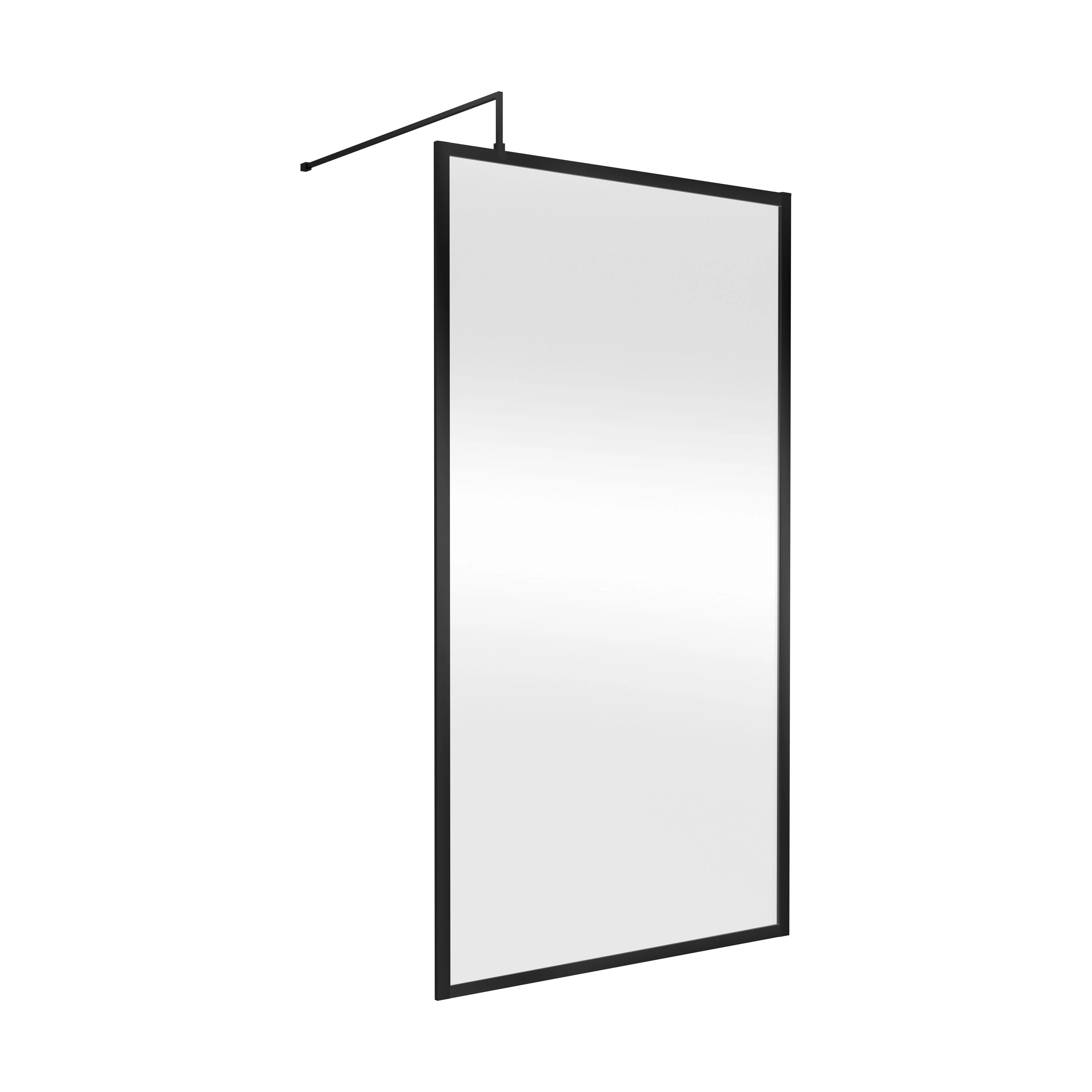 Balterley Contemporary Bathroom 8mm Glass Full Outer Frame Wetroom Screen, Matt Black, 1950 x 1100 x 1000mm