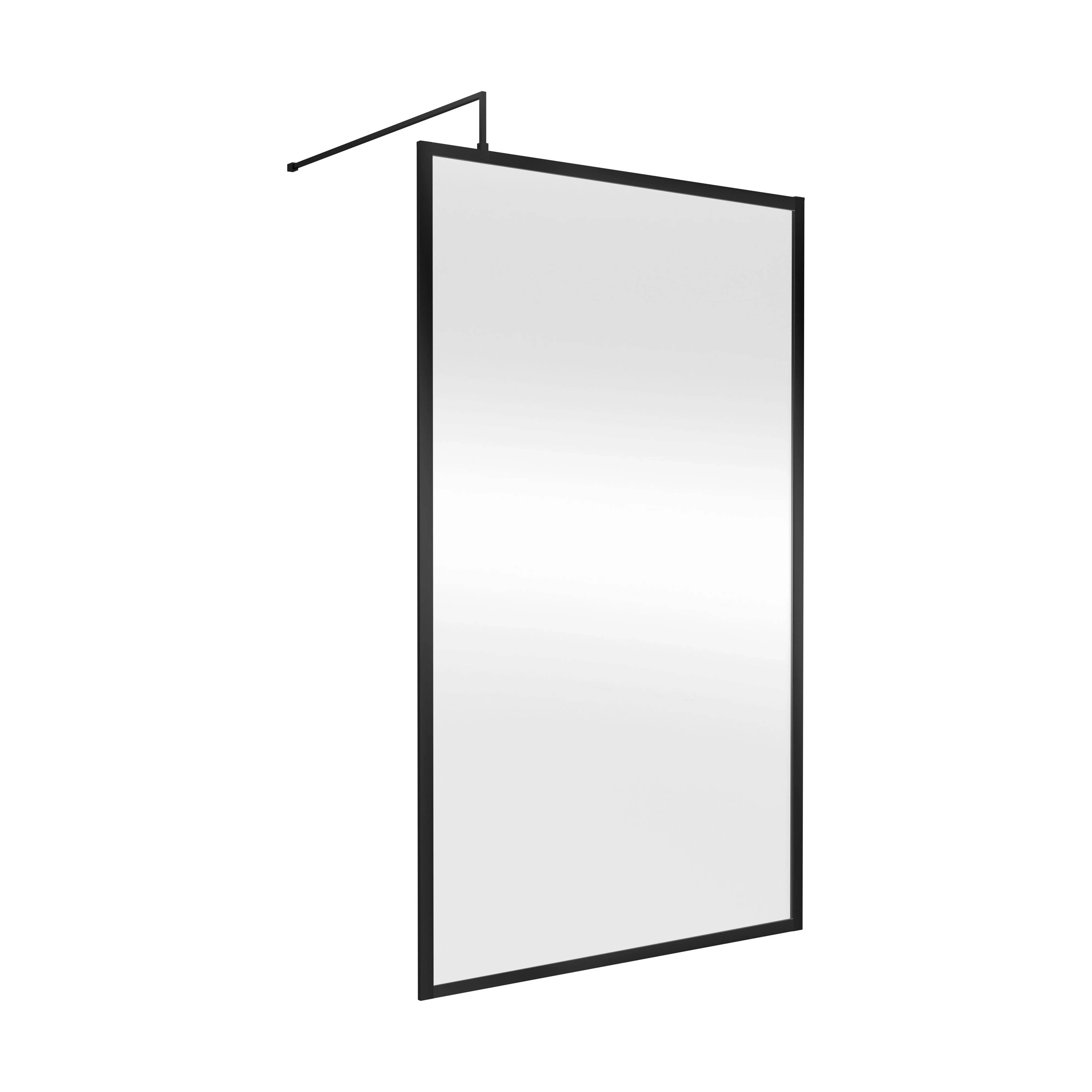 Balterley Contemporary Bathroom 8mm Glass Full Outer Frame Wetroom Screen, Matt Black, 1950 x 1200 x 1000mm