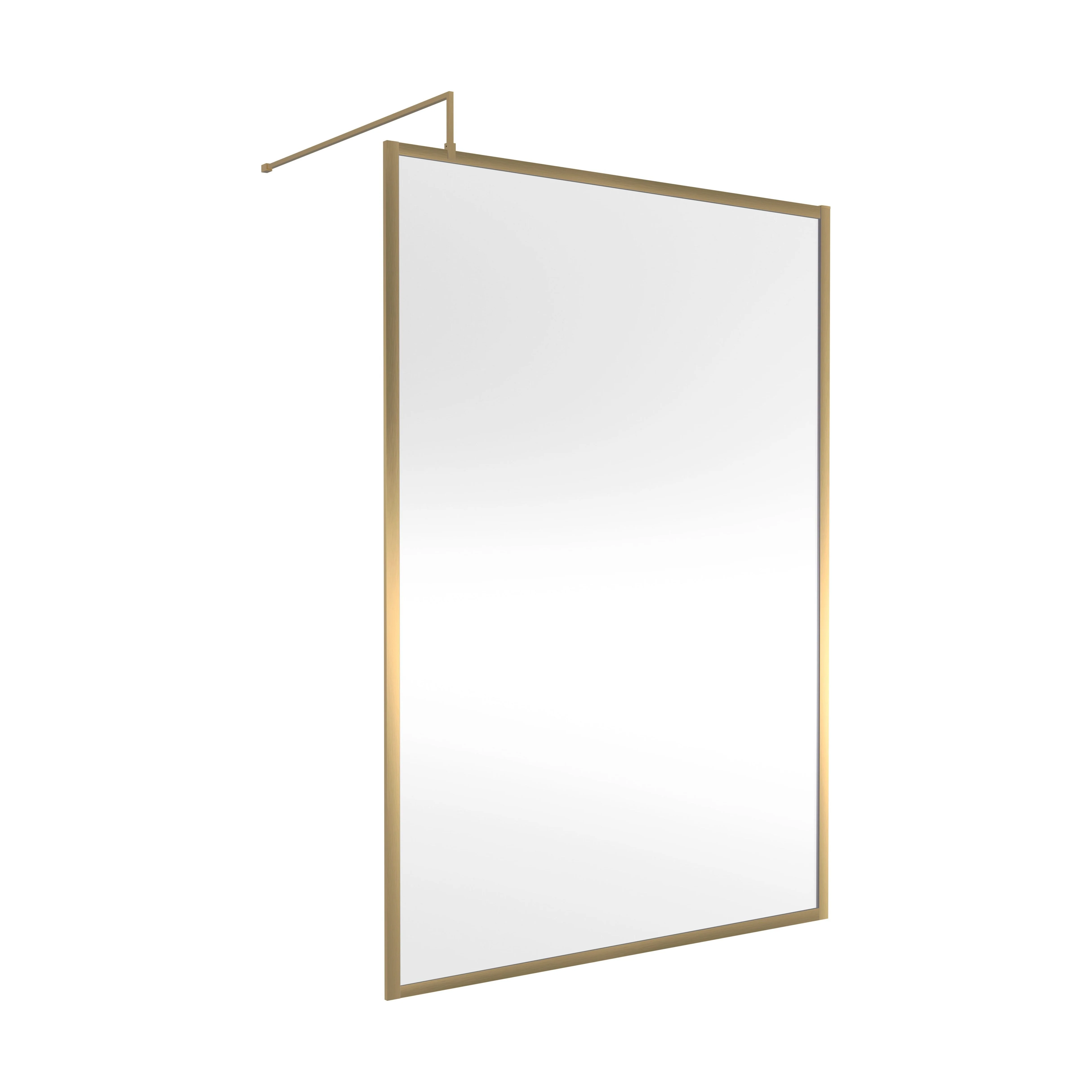 Balterley Contemporary Bathroom 8mm Glass Full Outer Frame Wetroom Screen, Brushed Brass, 1950 x 1400 x 1000mm