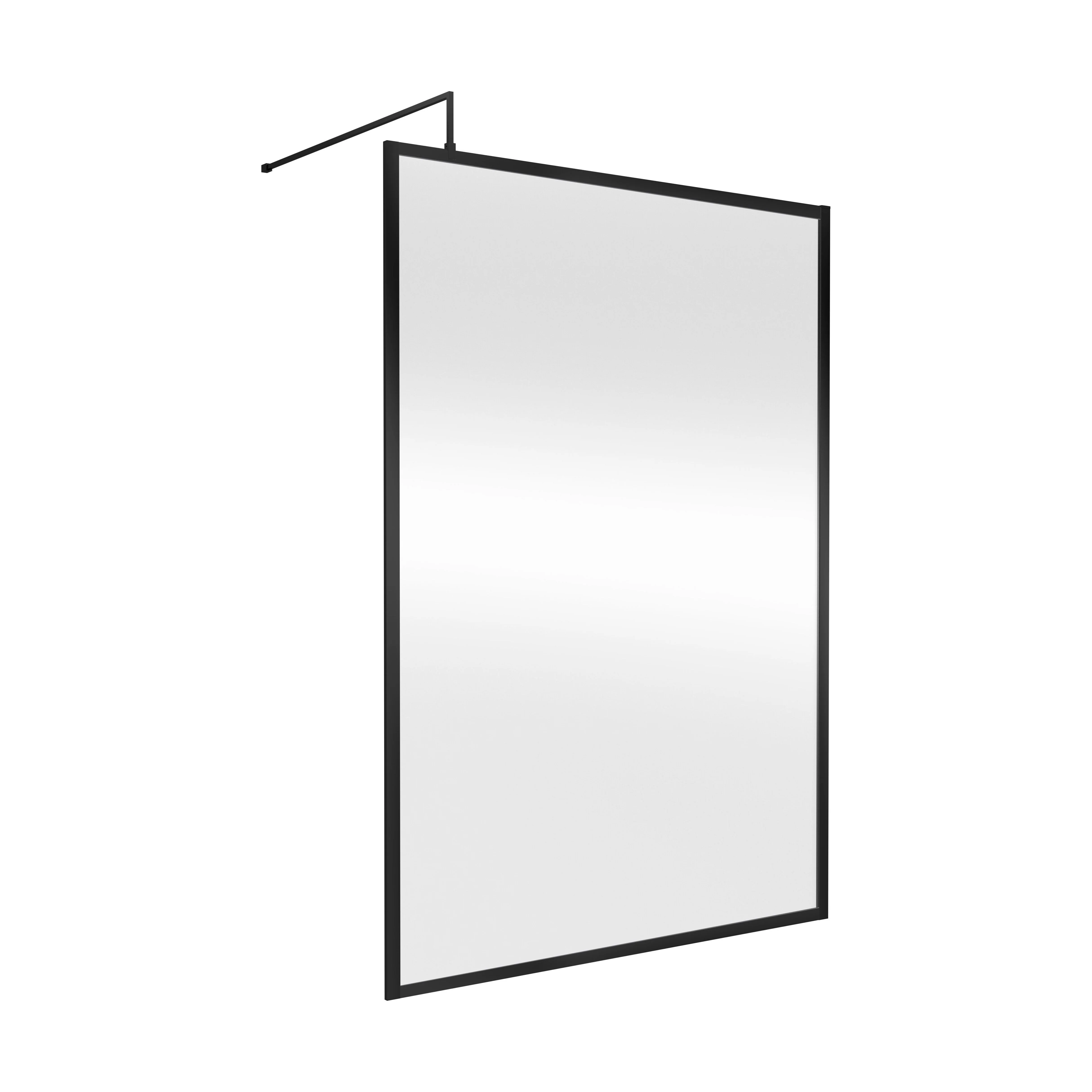 Balterley Contemporary Bathroom 8mm Glass Full Outer Frame Wetroom Screen, Matt Black, 1950 x 1400 x 1000mm