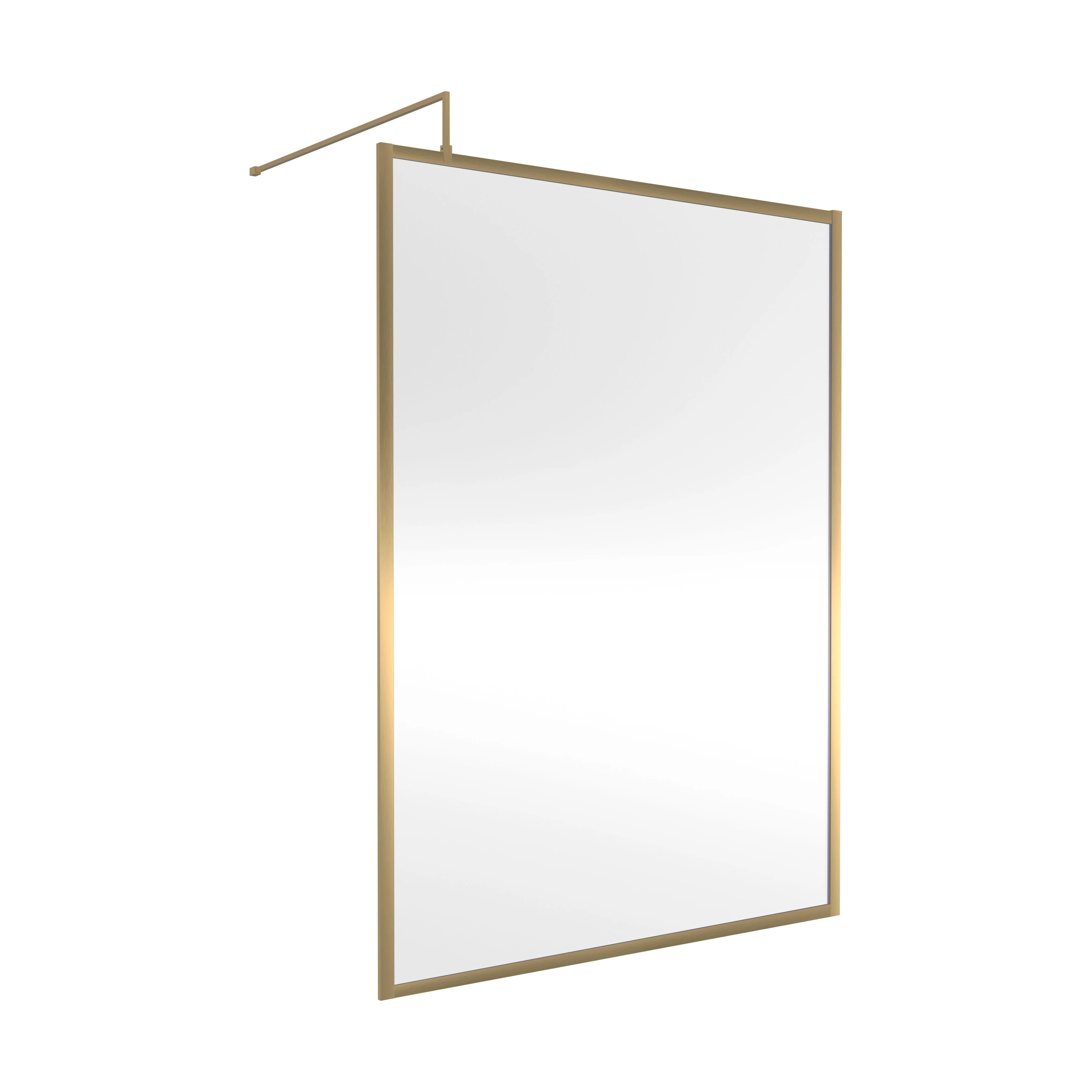 Balterley 8mm Toughened Safety Glass Wetroom Screen with Support Bar: 1400mm Brushed Brass