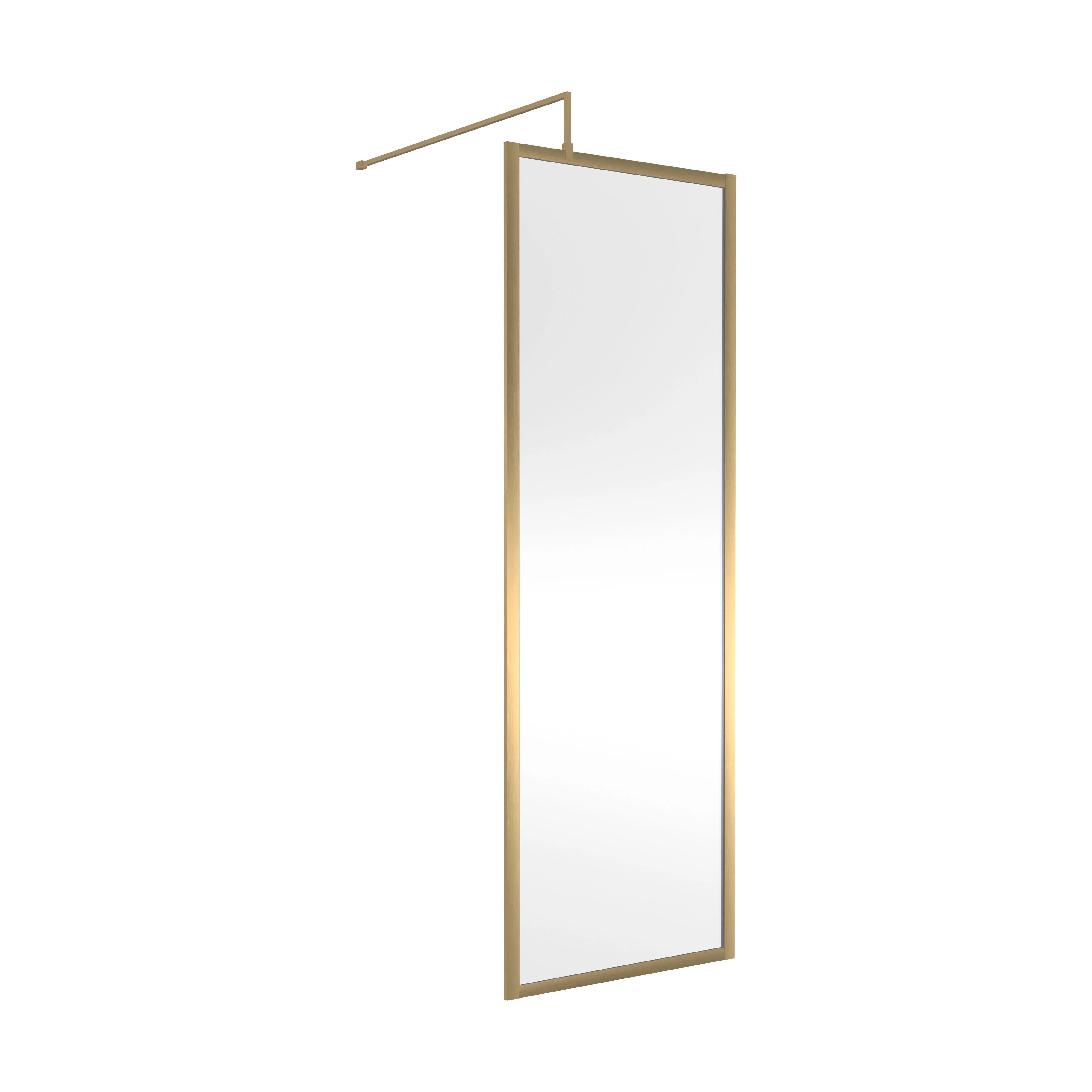 Balterley Contemporary Bathroom 8mm Glass Full Outer Frame Wetroom Screen, Brushed Brass, 1950 x 760 x 1000mm
