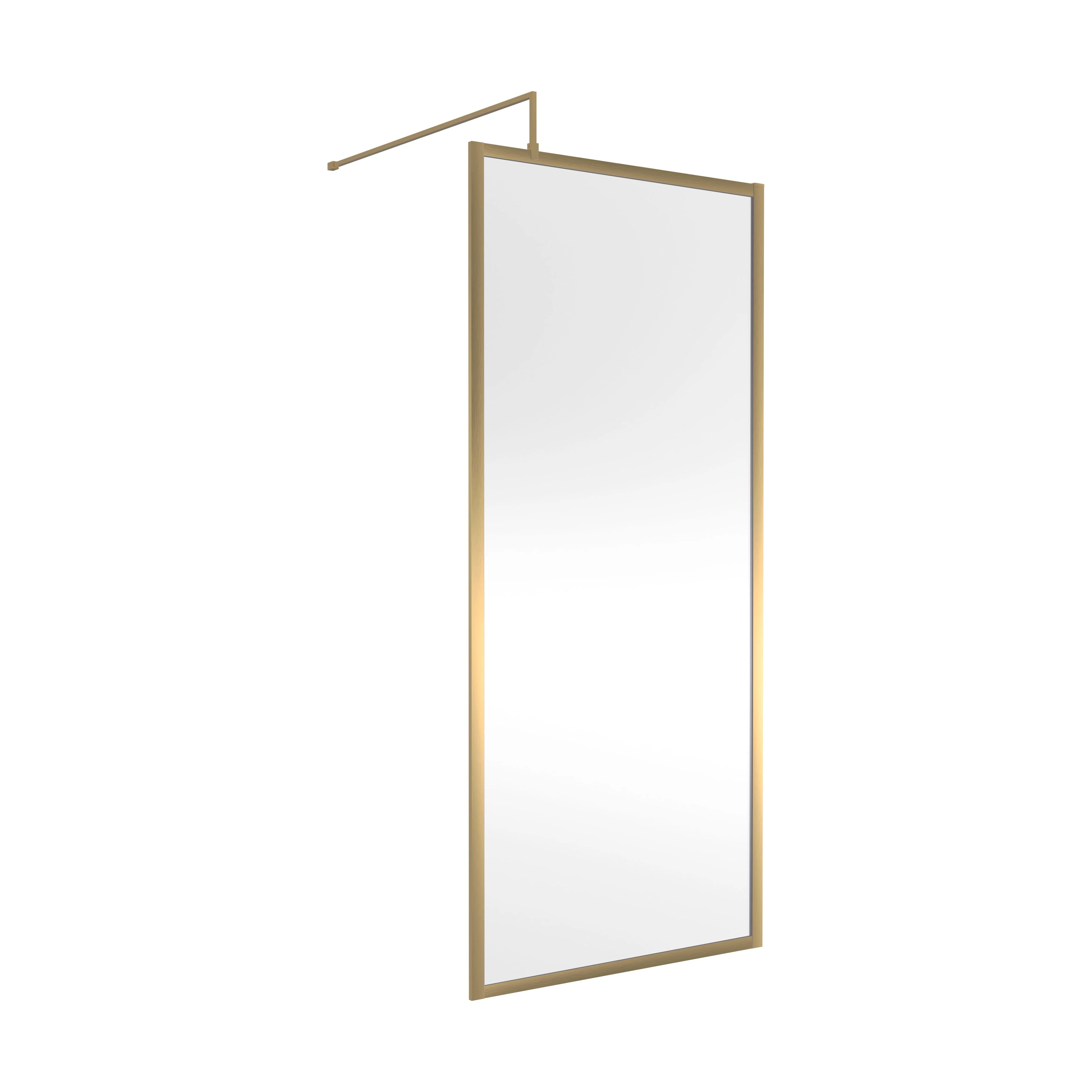 Balterley Contemporary Bathroom 8mm Glass Full Outer Frame Wetroom Screen, Brushed Brass, 1950 x 900 x 1000mm
