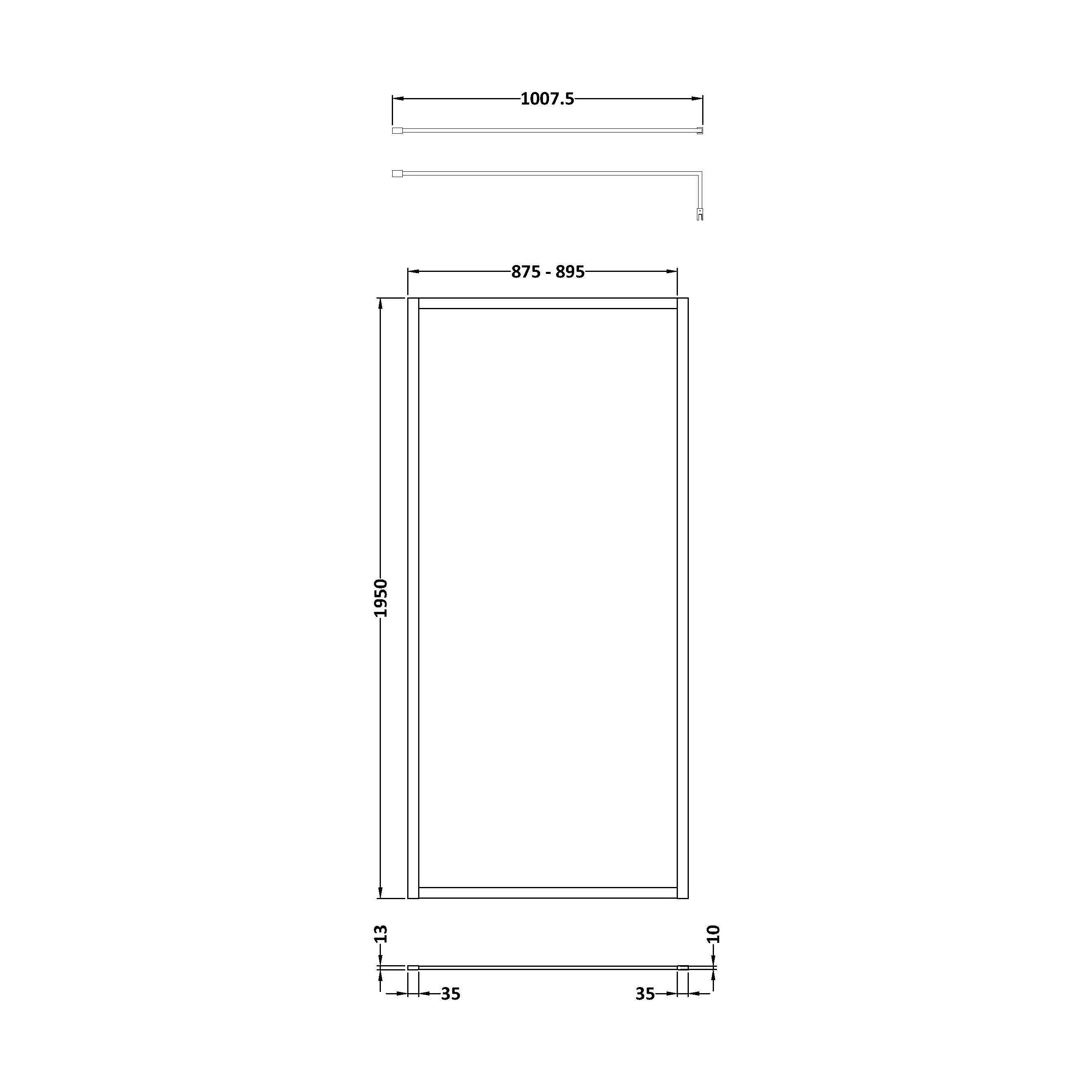 Balterley Contemporary Bathroom 8mm Glass Full Outer Frame Wetroom Screen, Brushed Brass, 1950 x 900 x 1000mm - Image 2