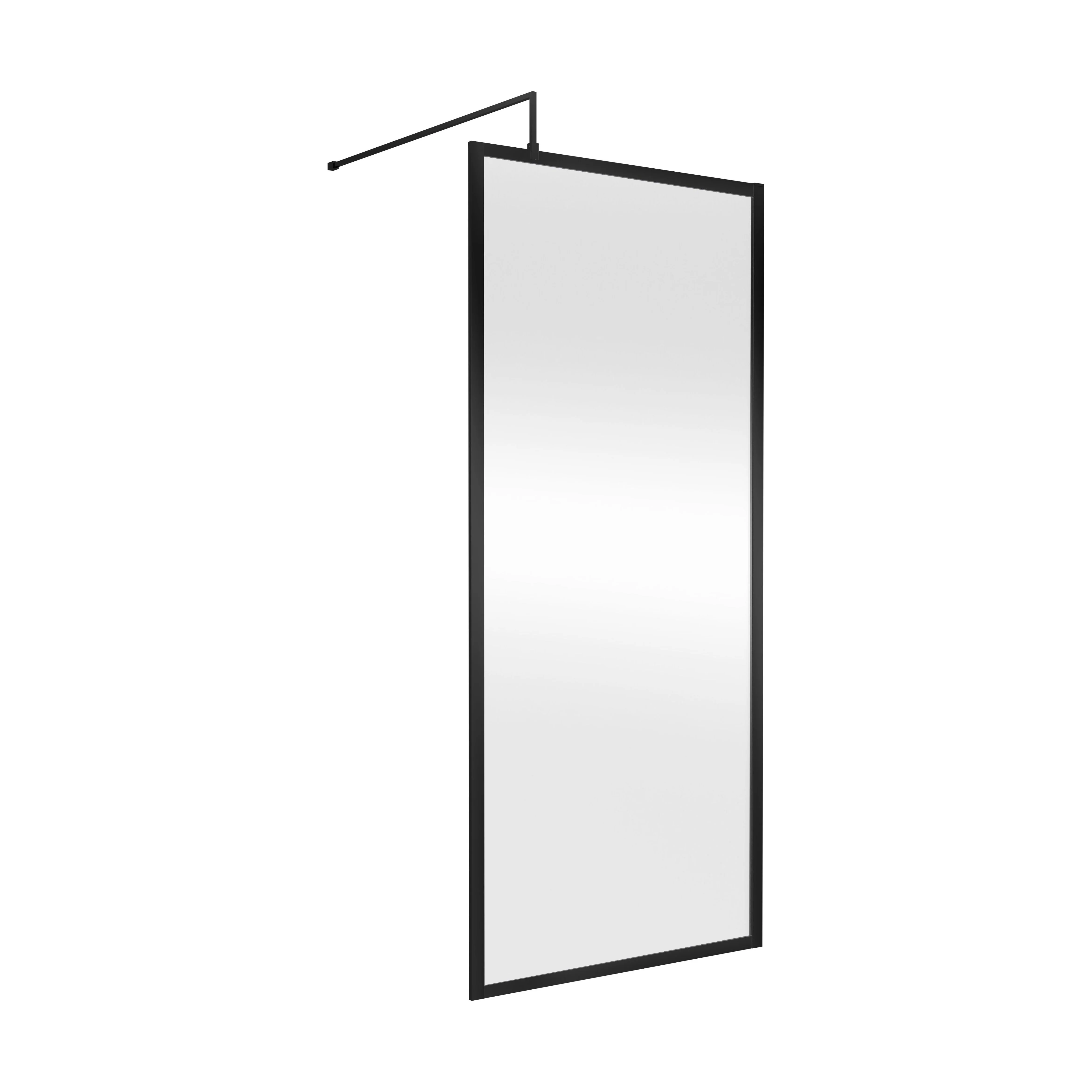 Balterley Contemporary Bathroom 8mm Glass Full Outer Frame Wetroom Screen, Matt Black, 1950 x 900 x 1000mm